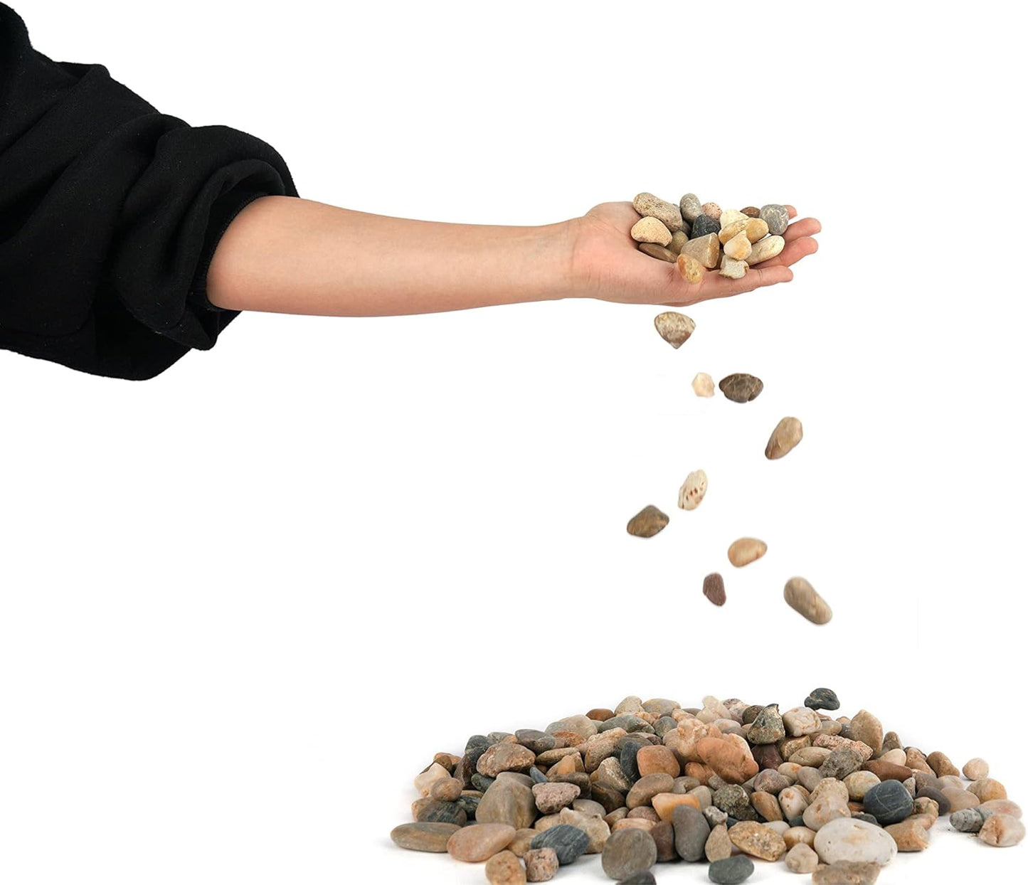 LANDEN BALAGEN SAND Natural River Rock Gravel 2L(7lb), Aquarium Aquascape Decorative Pebbles,Pea gravel, Rain Forest Rocks for Plants,River Rocks for Outdoor Landscaping,Betta beads,Terrarium,Φ14-38mm