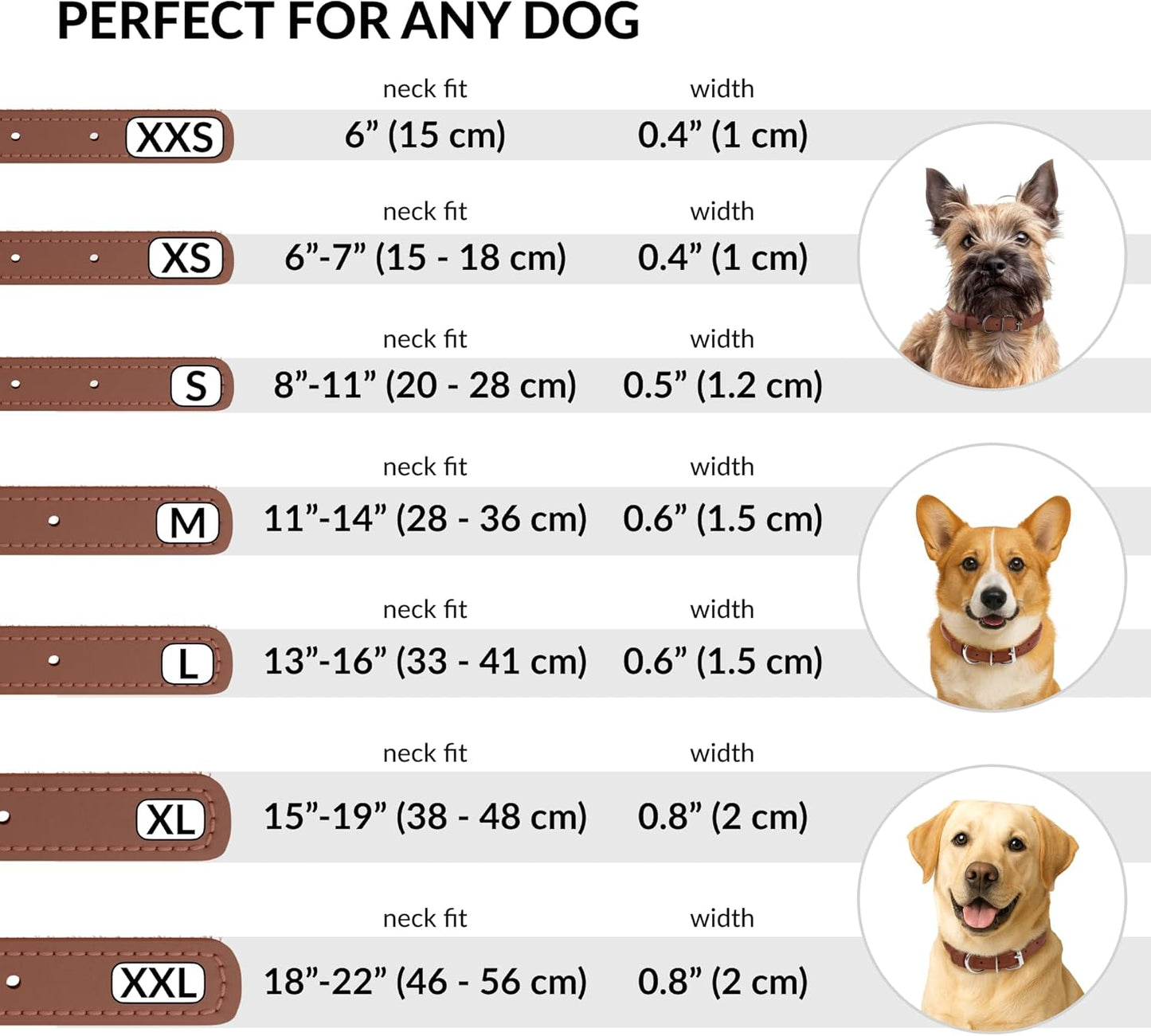 CollarDirect Rolled Leather Dog Collar, Soft Padded Round Puppy Collar, Handmade Genuine Leather Collar Dog Small Large Cat Collars 13 Colors (6 Inch, Cinnamon Smooth)