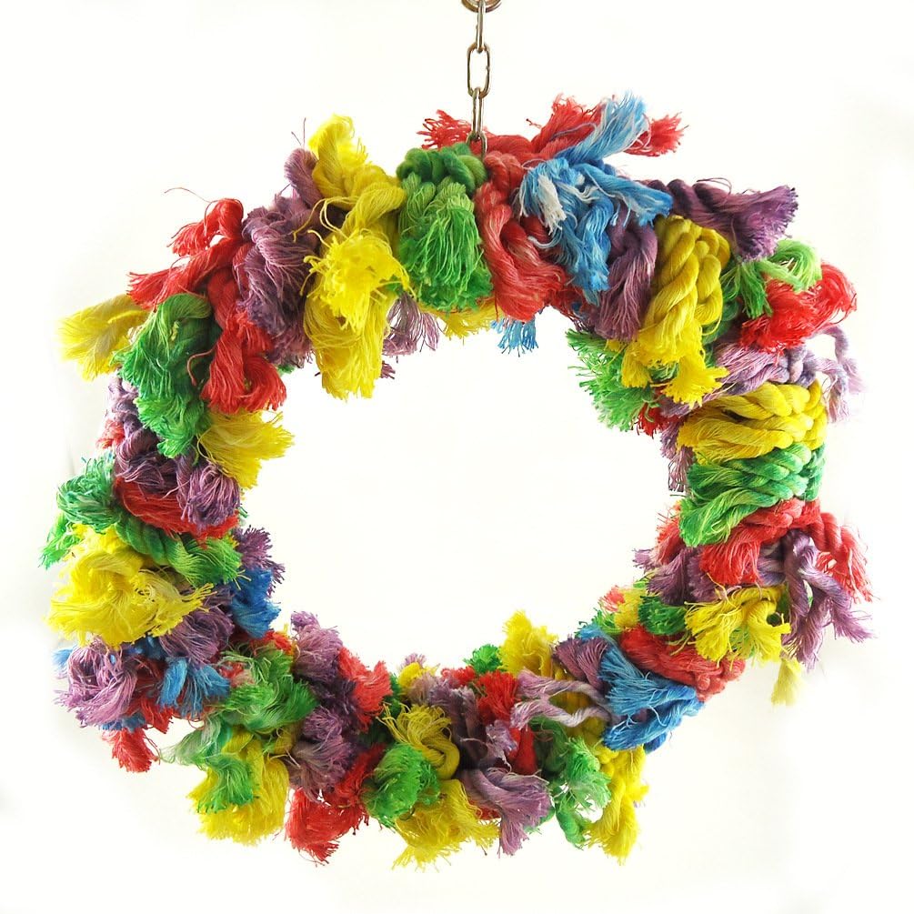 Litewoo Bird Parakeet Colorful Swing Toys,Cotton Rope Chew Hanging Bird Preening Garland Swing for Budgie Parakeet Cockatiel Macaw African Grey