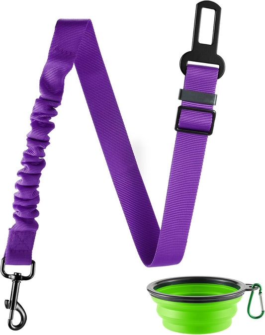LivTee Dog Seat Belt for Car, Retractable Pet Safety Harness, Adjustable Nylon Dog Seatbelt Leash, Comfortable Dog Accessories for Vehicles (Purple-1PCS)