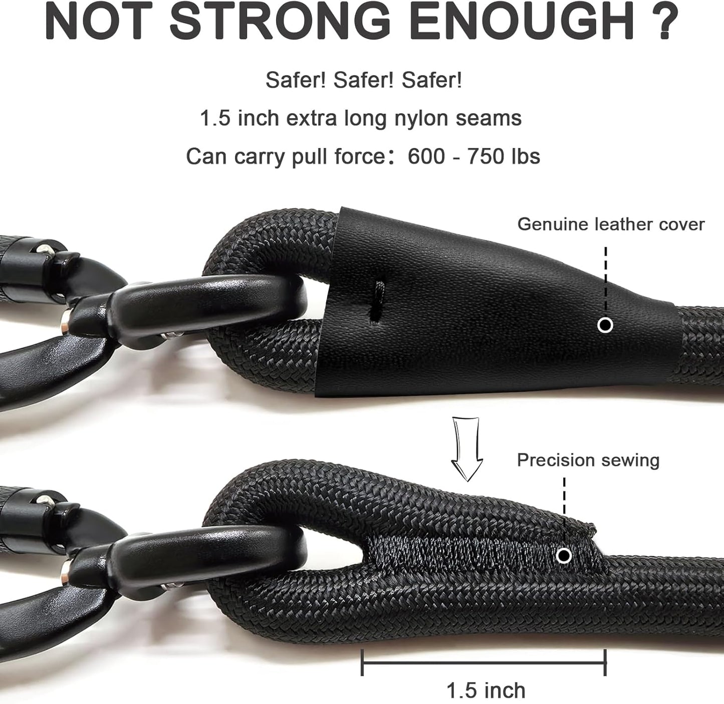 Rope Dog Leash, 6 Foot Heavy Duty Dog Leash with Aviation Aluminum Auto Locking Carabiner, Strong Nylon Pet Lead for Small, Medium, Large Dogs (Navy Blue, 6FT)