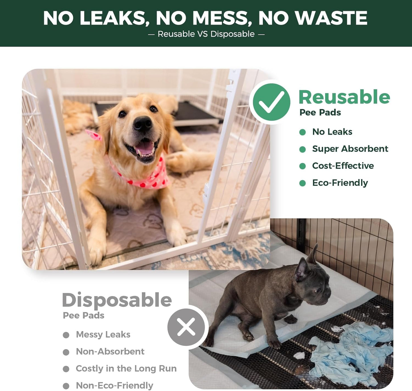 FXW Washable Pee Pads for Dogs, Puppy Pads with Super Absorbent, Specifically Designed for FXW Rollick/Homeplus 32/40/45inch 6 Panels Dog Playpen, 35" Hexagon, Khaki, 1 Pack