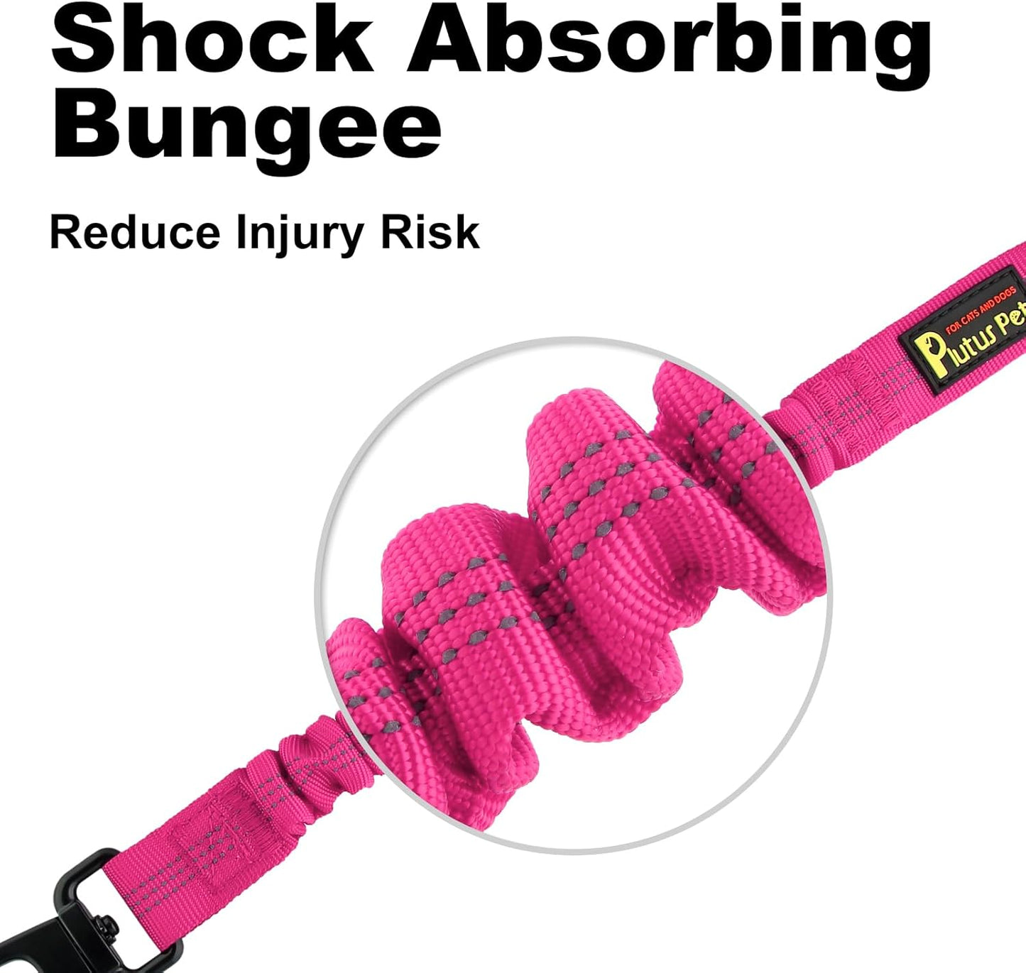 Plutus Pet Dog Seat Belt for Car, Adjustable Dog Car Harness with Carabiner Clip, Reflective Safety Dog Seatbelt Leash with Elastic Bungee, Hot Pink