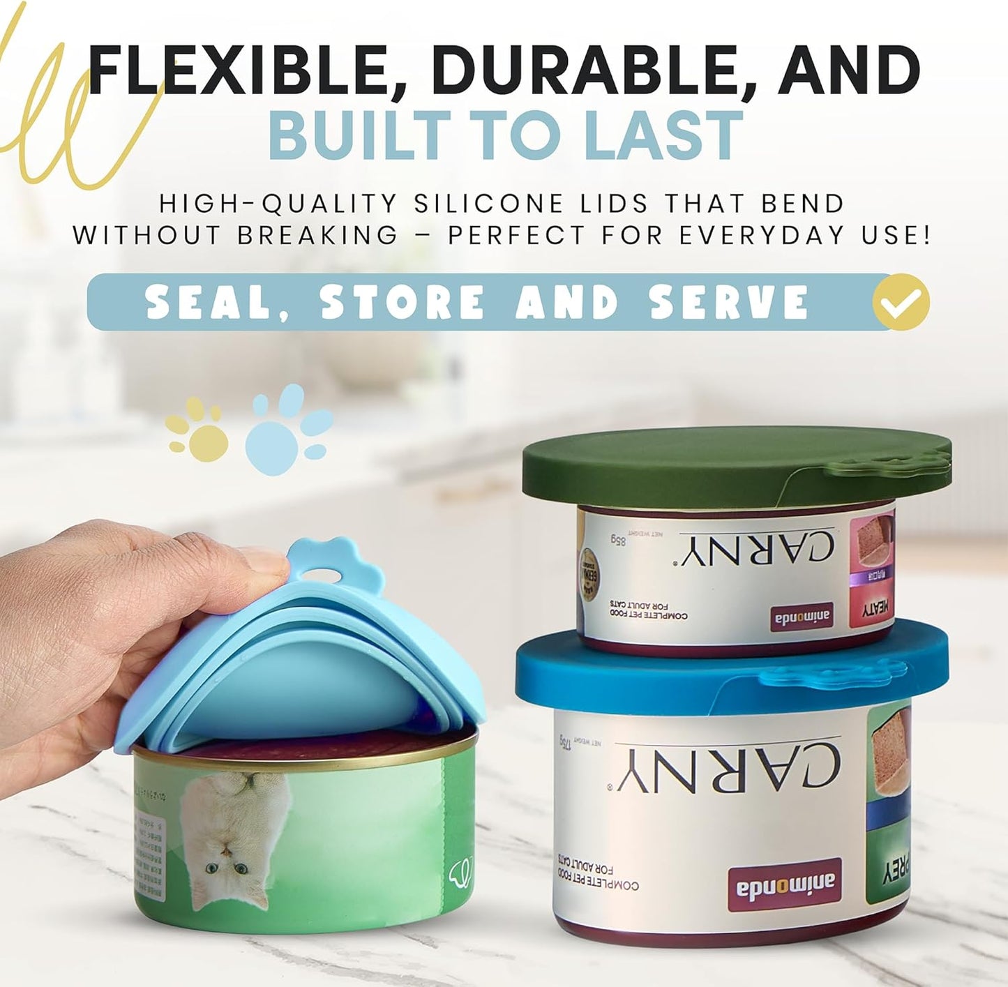 4 Pack Universal Pet Food Can Covers Lids - One fit 3 Standard Size Cans for Cats and Dogs Food Cans - Easy to Clean - Safe Silicone - Blush Breeze