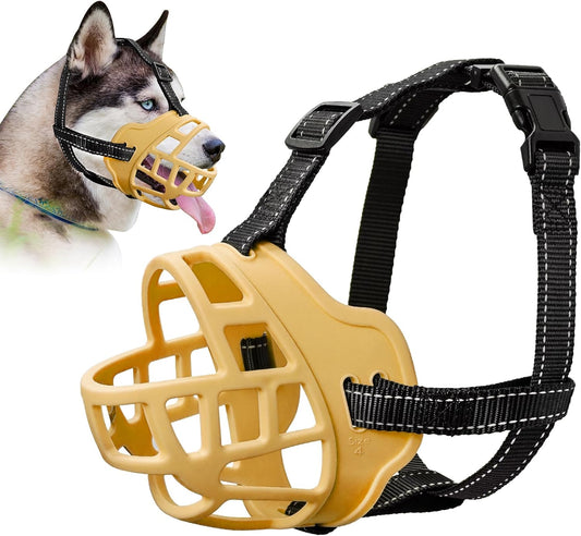 Dog Muzzle for Large Dogs, Breathable Basket Muzzles for Small, Medium and X-Large Aggressive Dog, Allows Panting Drinking, Suitable for Grooming Trimming Training (3, Luminous Orange)