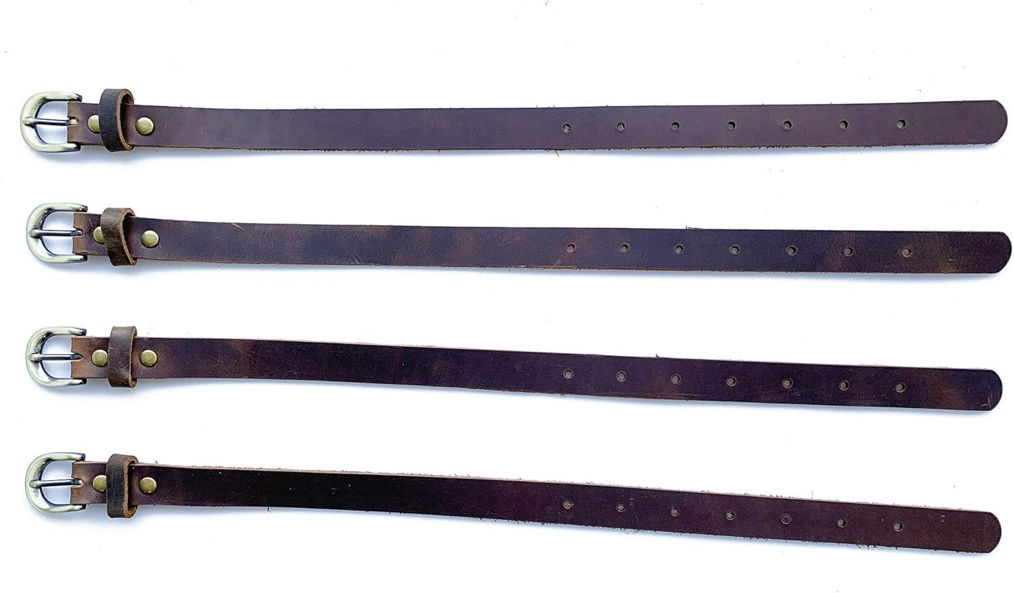 Jeereal Genuine Leather Stirrup Straps (4 Pack) with Metal Buckle Adjustable Length