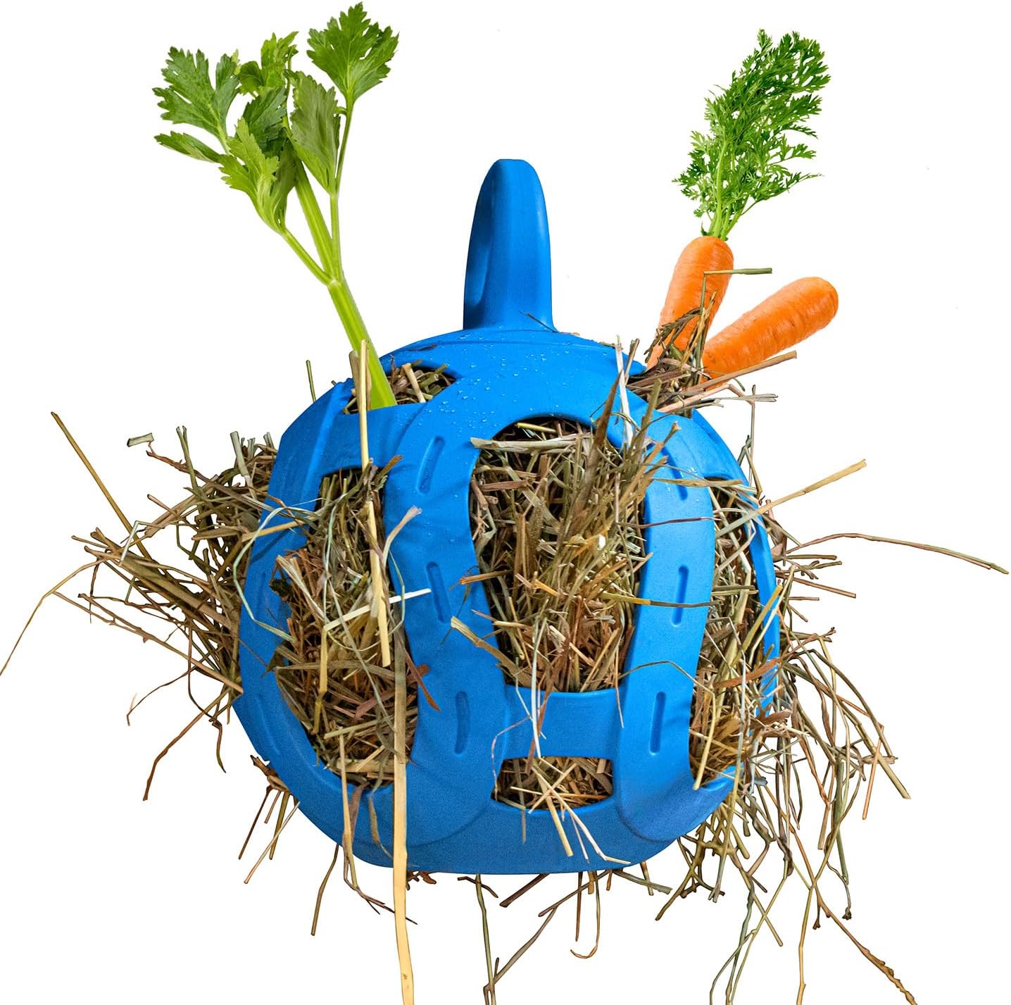 Horsemen's Pride Jolly Hay Ball Stall Toy for Horses, Blue, 8"