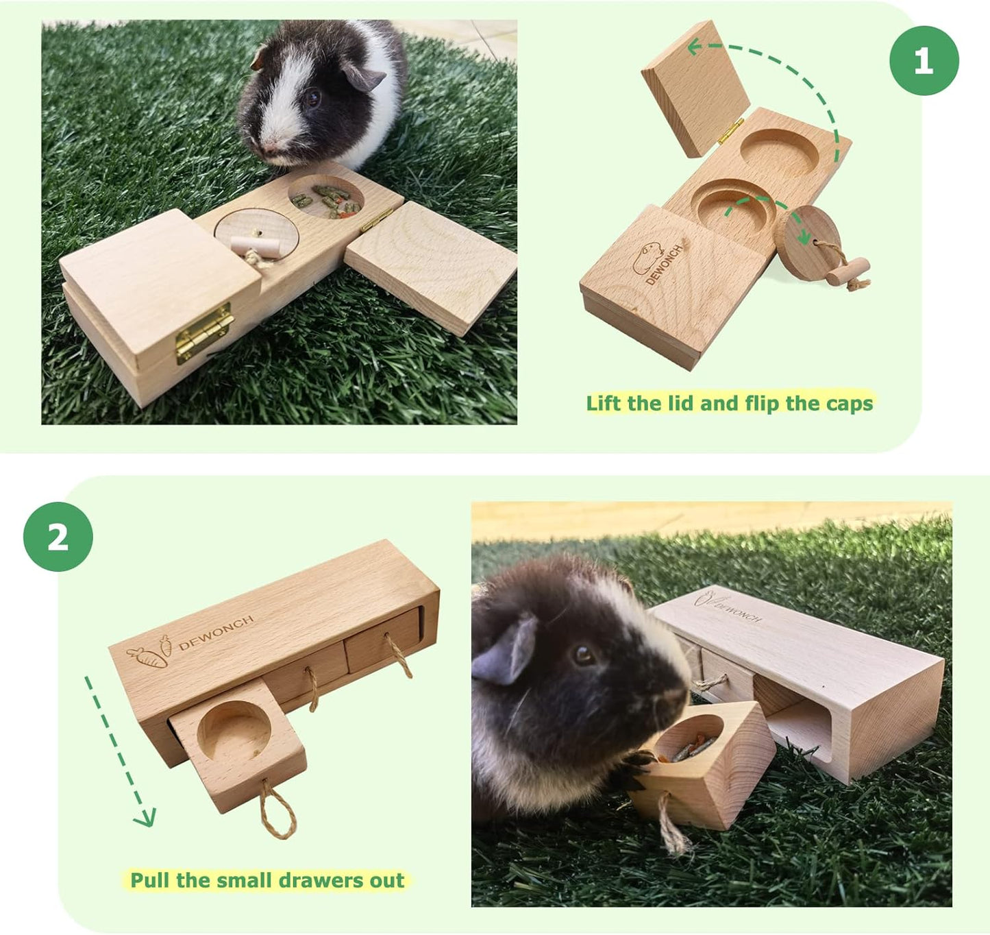 Dewonch Small Animals Hide Treats Foraging Puzzle Toys, Pet Interactive Snuffle Logic Game for Mental Enrichment,for Guinea Pigs,Rabbits,Chinchillas