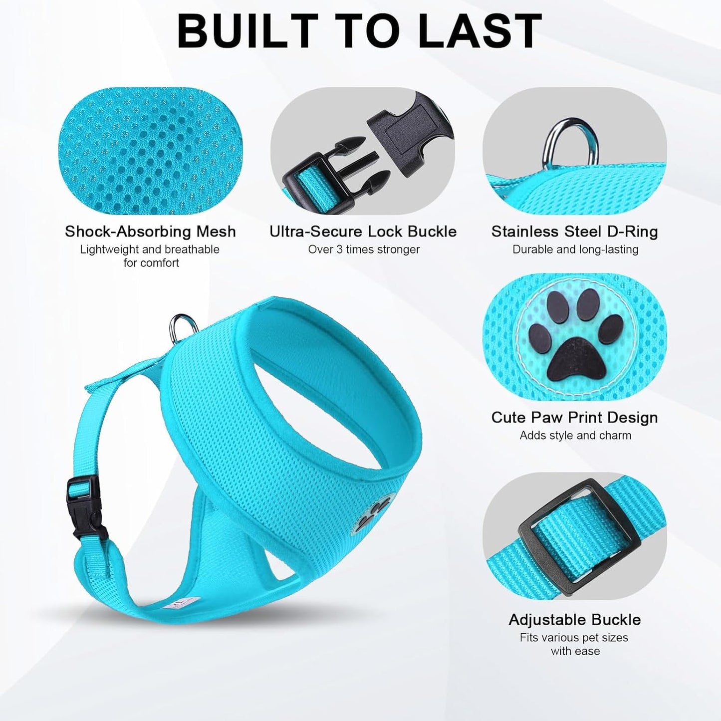 BINGPET No Pull Dog Harness, Soft Mesh Breathable All Weather Vest, Safety Protection Design, Durable Adjustable Step-in Easy Walk Dog Harness for Small Medium Large Dogs (Royal Blue, S)