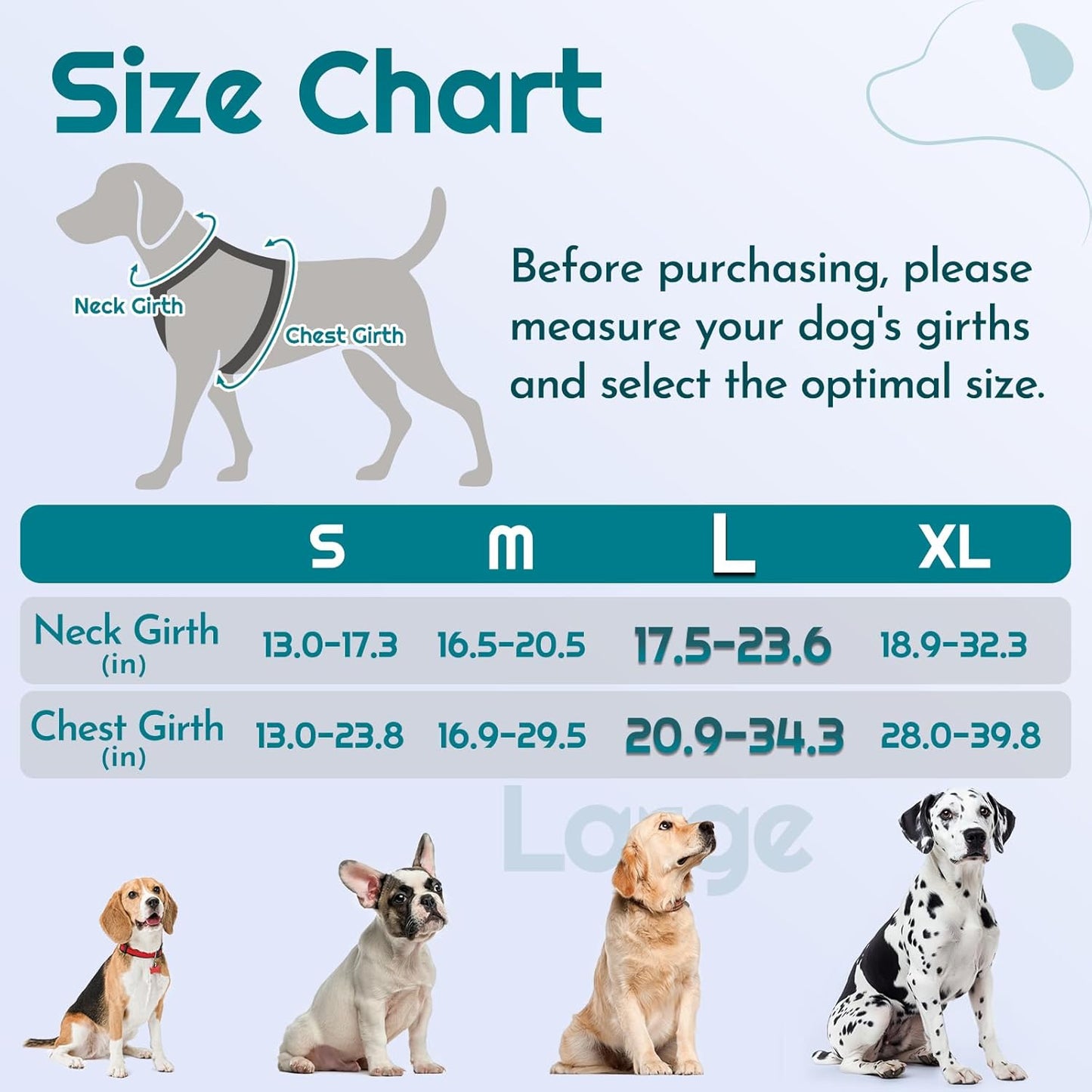 Eagloo Dog Harness for Large Dogs, Easy Wearing with 3 Buckles, Adjustable No Pull Pet Harness with 2 Rings for Walking, No Chock Reflective Soft Padded Vest with Control Handle, Red & Teal, L