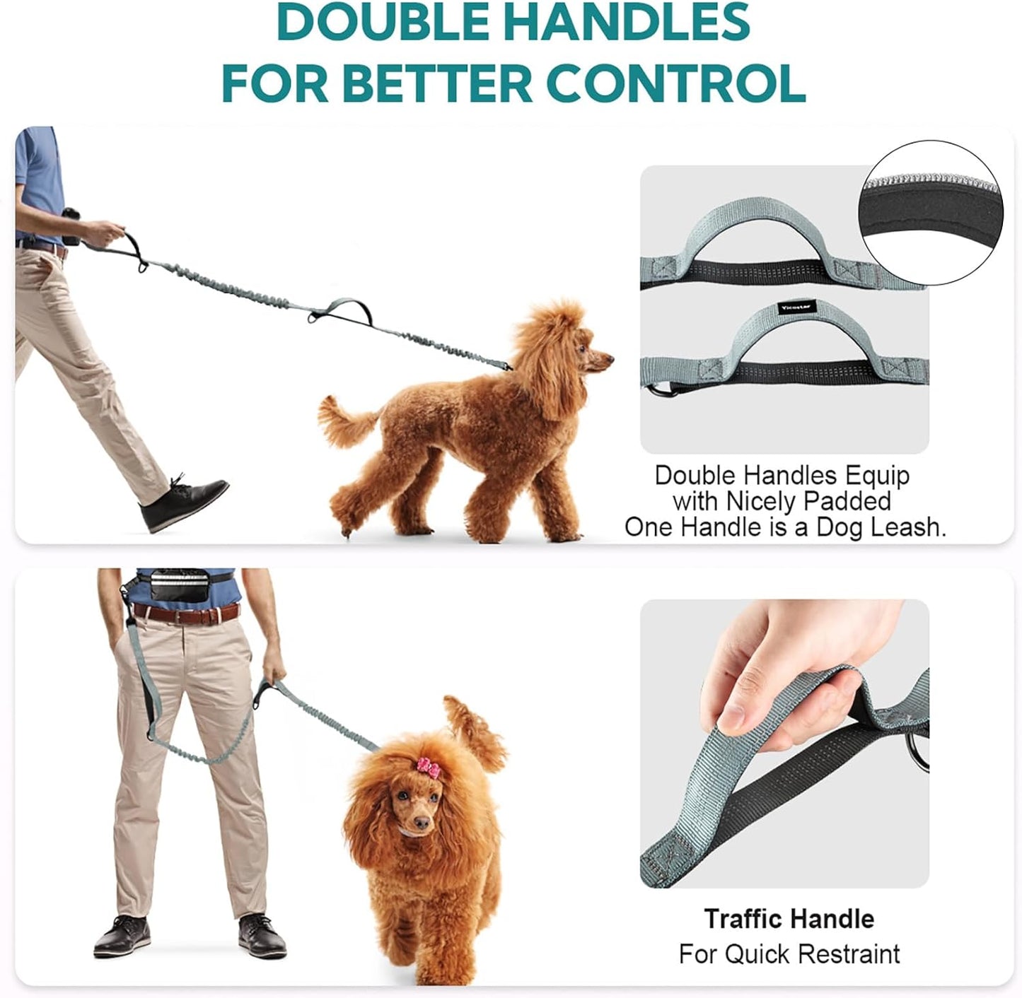 Hands Free Dog Leash with Pouch,Double Leash for Two Dogs