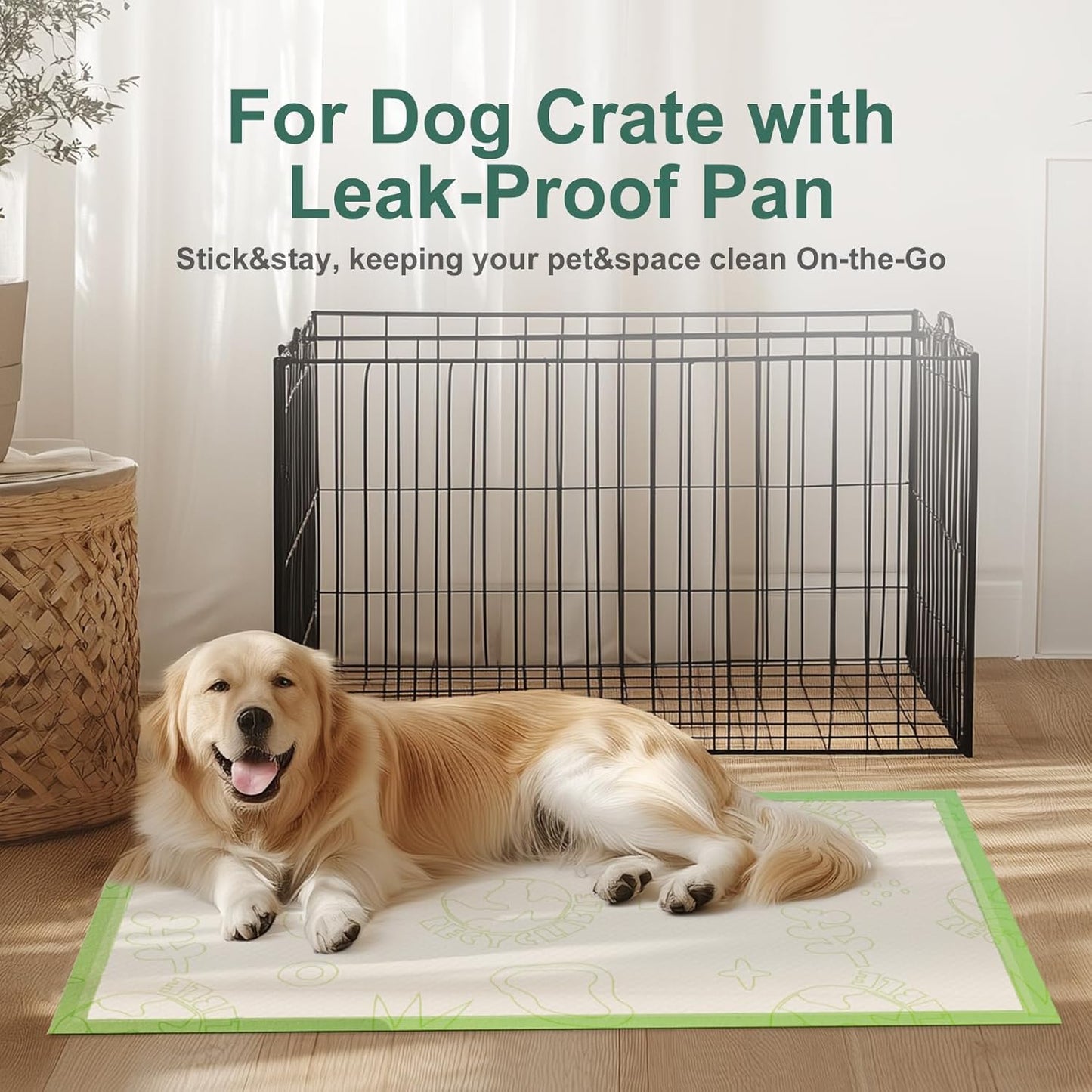 Dog Pee Pads 50Counts, 24"X36" Disposable Pee Pads for Dogs with 4 Sticky Corners, Leak-Proof 6Layers Thicken Puppy Pee Pads Extra Large, Non-Slip Puppy Training Pads for Crate/Cage/Carrier