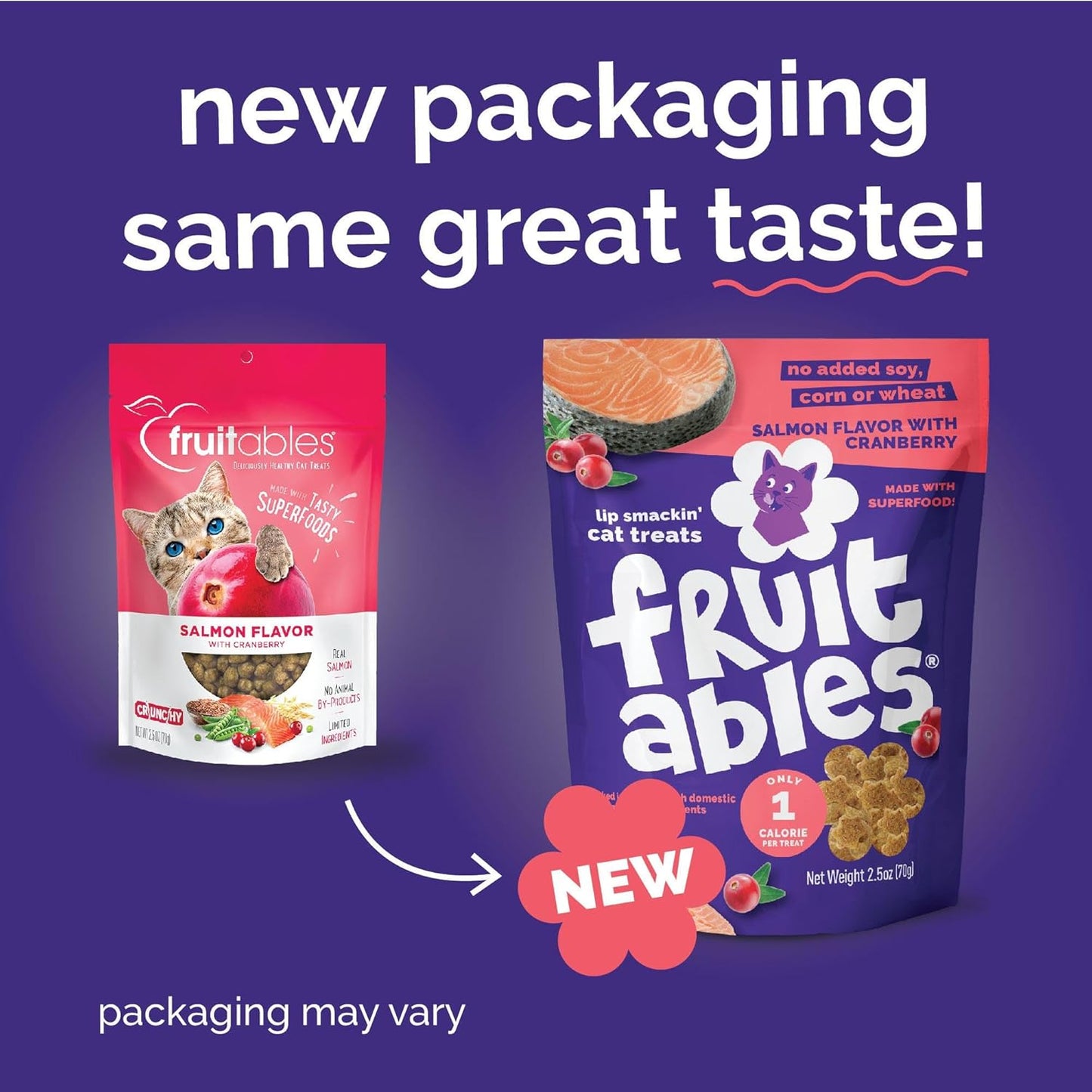 Fruitables Cat Treats Crunchy Cat Treats, Healthy Low Calorie Kitten Snacks, Made Without Wheat, Corn and Soy, Kitten Essentials, Made with Real Salmon and Cranberry, 30 Ounces