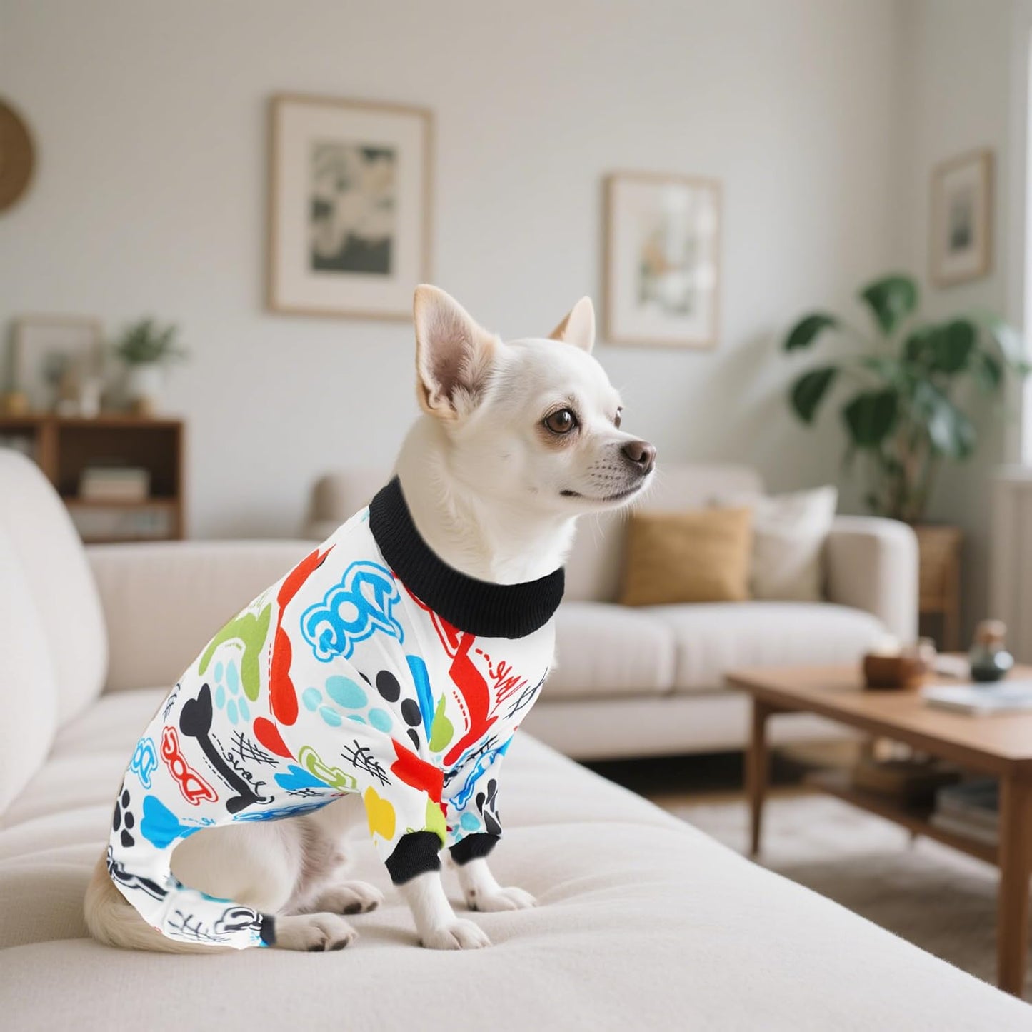 2PCS Dog Pajamas for Large Sized Dog Pjs Clothes Puppy Onesies Outfits Pet Jammies Boy Girl Male Female Apparel Soft Strechy Paw Bone Print L