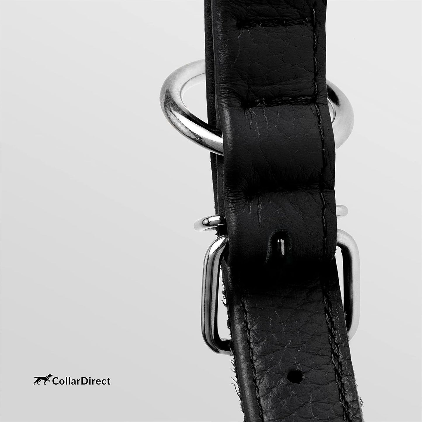 CollarDirect Rolled Leather Dog Collar, Soft Padded Round Puppy Collar, Handmade Genuine Leather Collar Dog Small Large Cat Collars 13 Colors (15-19 Inch, Light Blue Textured)