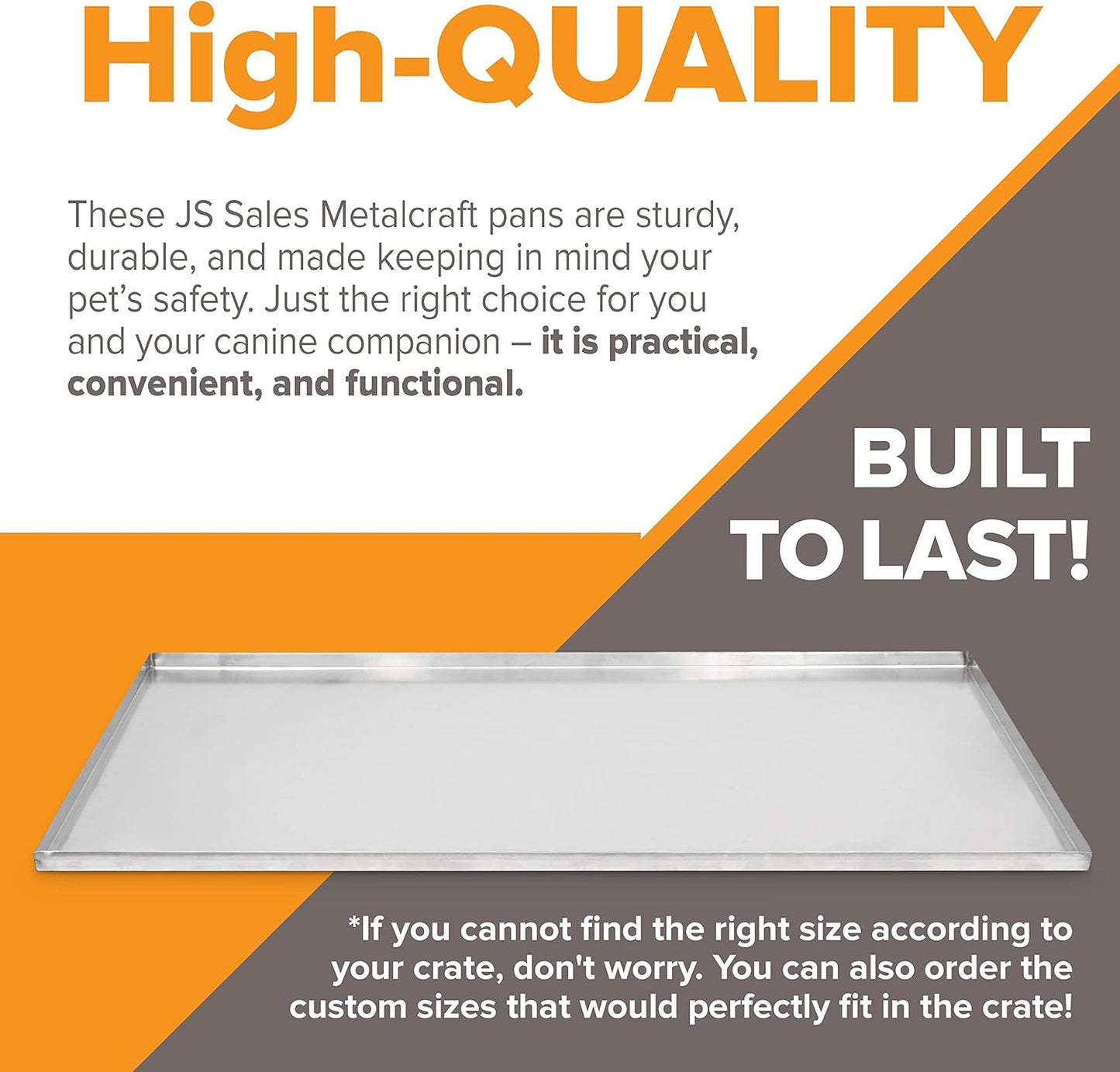 35.5" x 23.25" Metal Replacement Dog Crate Pan Chew Proof Crack Proof Pet Kennel Tray Central Dog Training Crate Pan Pet Supplies, Stainless Steel, 1" H