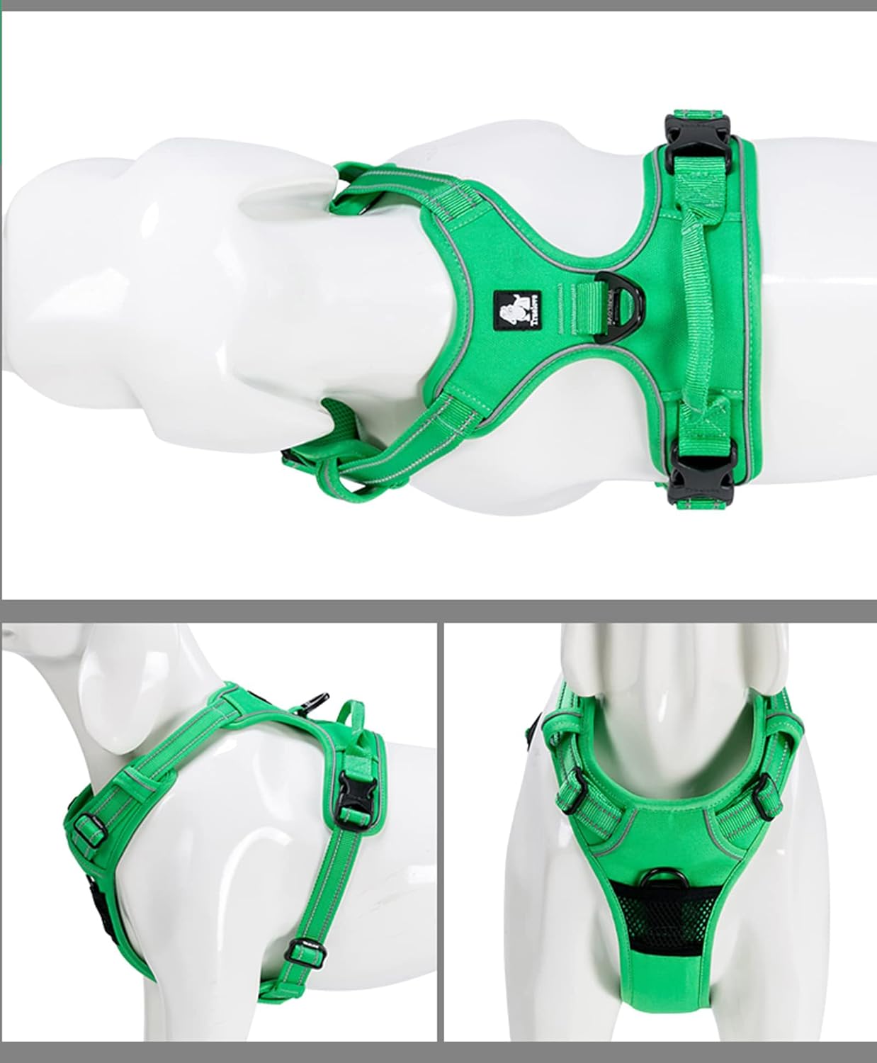 TRUE LOVE Adjustable No-Pull Dog Harness Reflective Pup Vest Harnesses Comfortable Control Brilliant Colors Truelove TLH5651(Grass Green,XS)