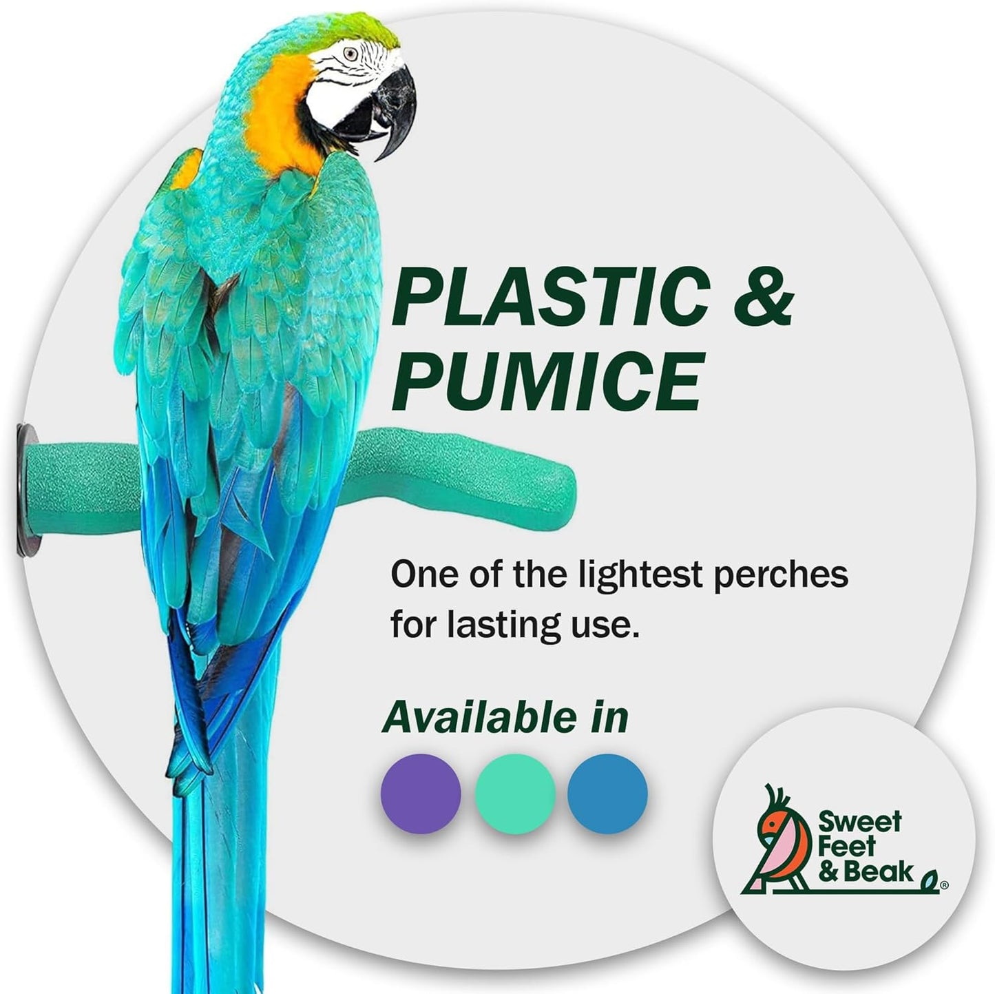 Safety Pumice Perch - Trims Nails and Beak - Promotes Healthy Feet - Safe Non-Toxic Bird Supplies for Bird Cages - X-Large 14"