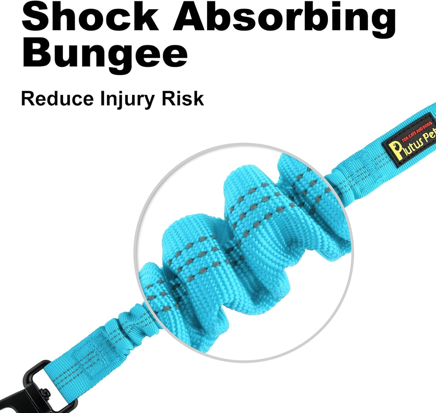 Plutus Pet Dog Seat Belt for Car, Adjustable Dog Car Harness with Carabiner Clip, Reflective Safety Dog Seatbelt Leash with Elastic Bungee, Cyan