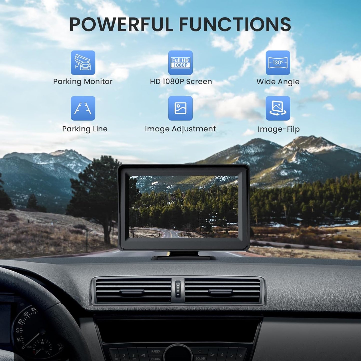 5'' HD 1080P Backup Camera, Backup Camera for Car, Reverse Rear Camera with Night Version 130° Wide Angle, Waterproof, Strong Signal for Car, Van, Truck, Trailer