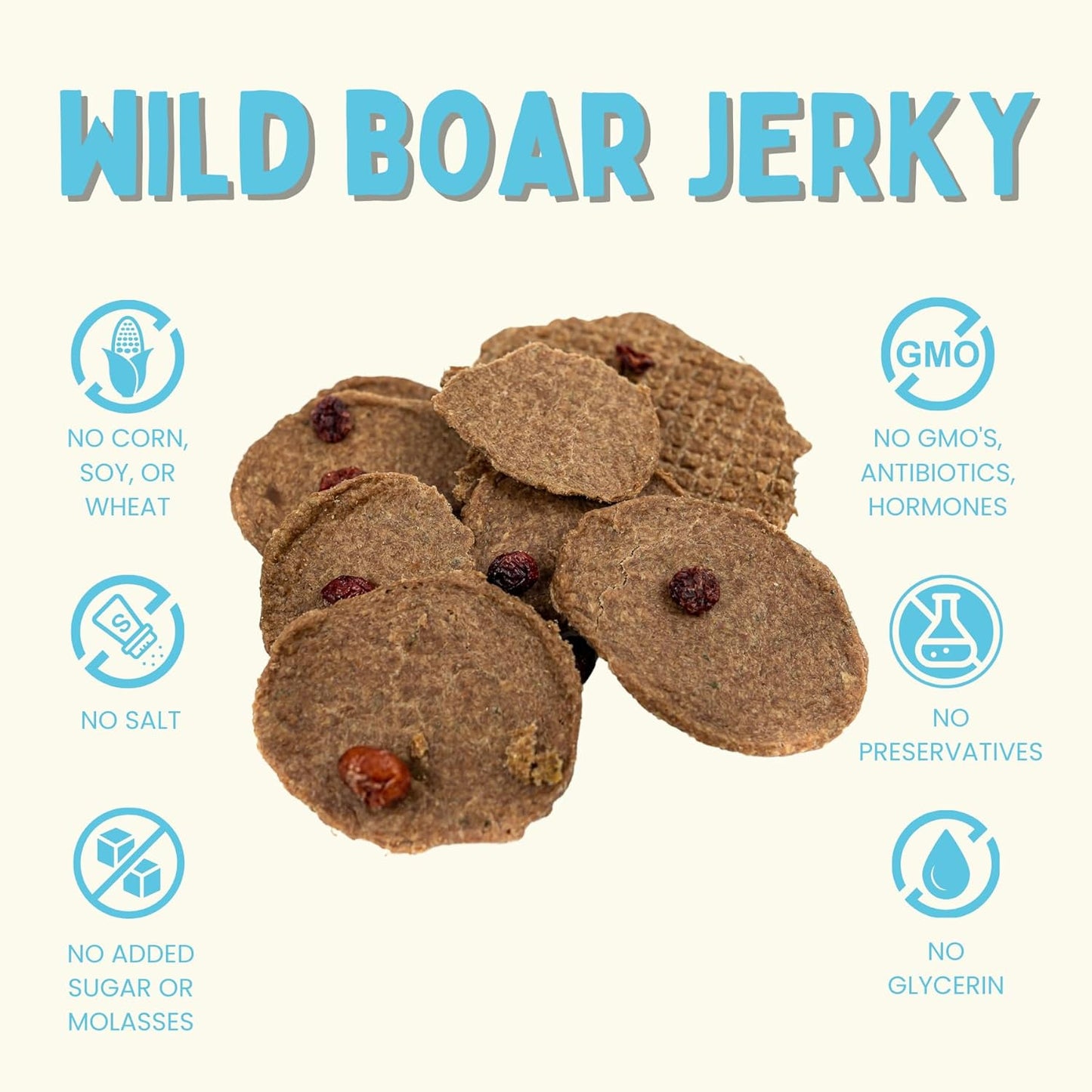 Winnie Lou Wild Boar Jerky Dog Treats – Limited Ingredient, Human Grade, Training Treats for Small, Medium & Large Dogs, Made in USA (2 Pack)