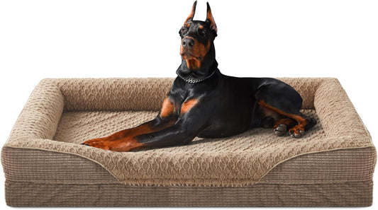 INVENHO Orthopedic Dog Bed for Extra Large Dogs, XXL Waterproof Egg-Crate Memory Foam Dog Couch with Washable Removable Cover, Waterproof Lining and Nonskid Bottom