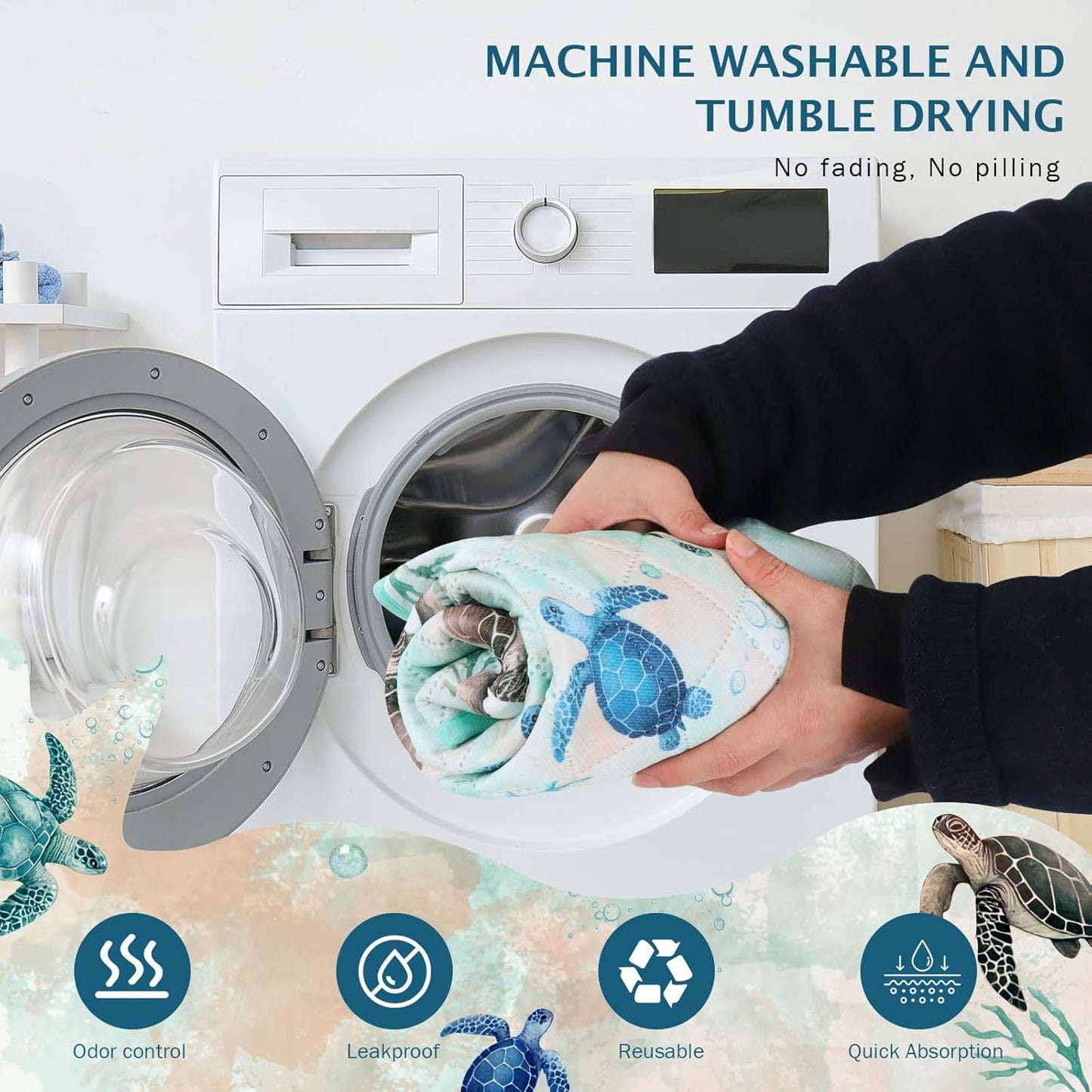 IEUUMLER Washable Pee Pads for Dogs, 2 Pack Reusable Waterproof Puppy Pads, Non-Slip Super Absorbent Dog Training Pad for Playpen Crate Bed EU012