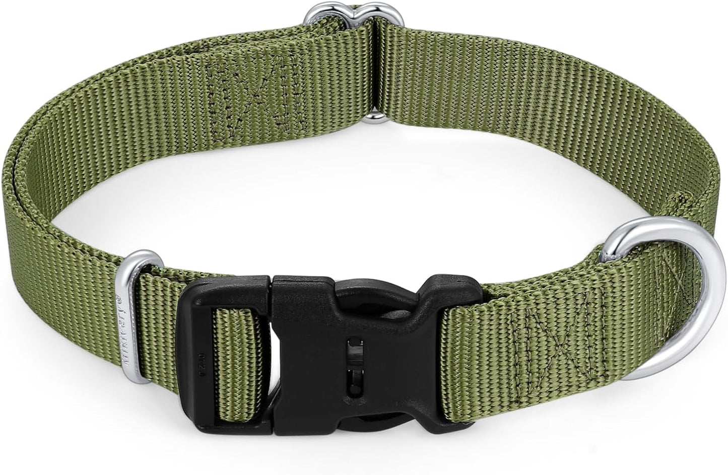 Mikivery Nylon Dog Collar with Quick Release Buckle Soft Adjustable Sturdy for Small Medium Large Dogs Military Green,L