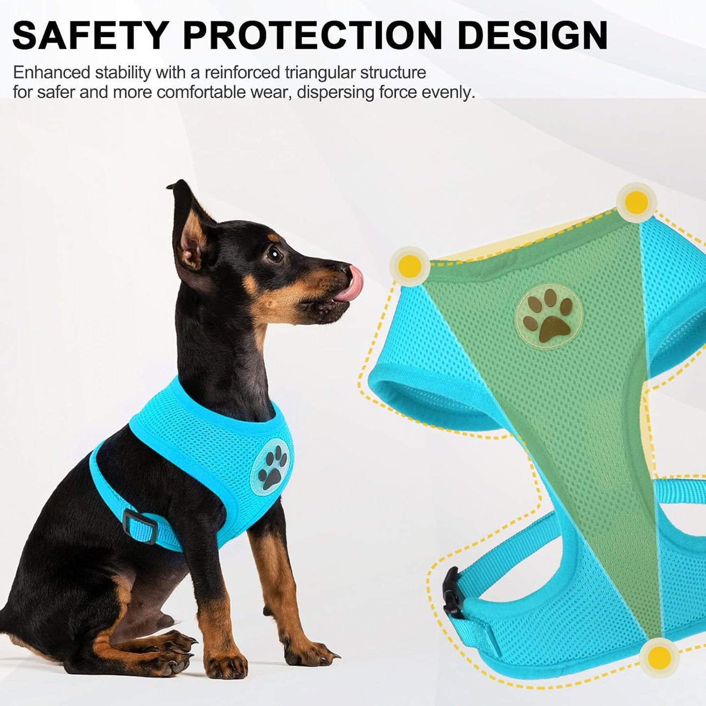 BINGPET No Pull Dog Harness, Soft Mesh Breathable All Weather Vest, Safety Protection Design, Durable Adjustable Step-in Easy Walk Dog Harness for Small Medium Large Dogs (Royal Blue, S)