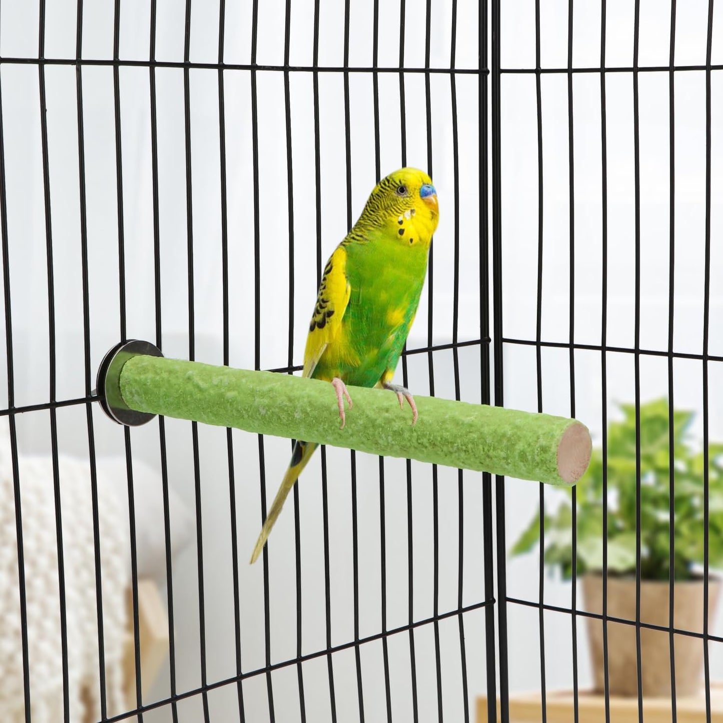 Hypeety Bird Cage Perch Stand Wooden Paw Grinding Toy Chew Toys for Bird Parrot Macaw African Greys Budgies Parakeet Cockatiels Conure Lovebird Cage Hanging Accessories Random Color (7in / 18cm)