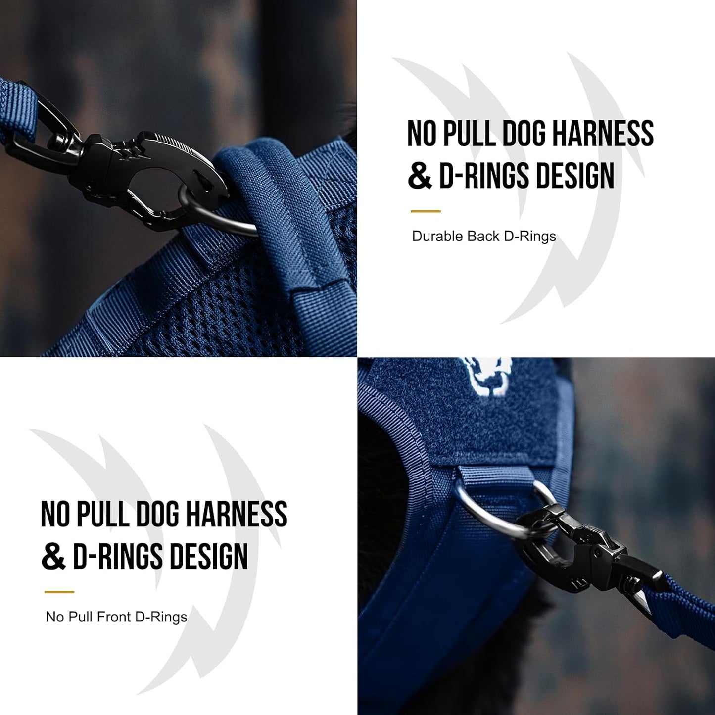 OneTigris Tactical Dog Harness for Small Medium Large Dogs, Mesh Design Service Dog Vest Breathable Military Dogs Molle Vests with Handles, Harness for Walking Hiking Training (Blue, S)