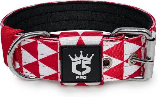 TSPRO Tactical Dog Collar 1.5 Inch Wide Thick Dog Collars with Heavy Duty Metal Buckle, Durable, Strong, Adjustable for Medium to Large Dogs (Geometric L)