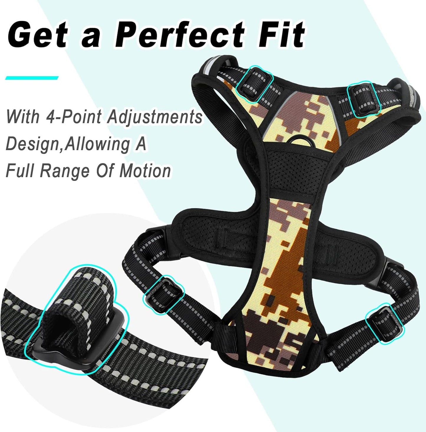 BARKBAY No Pull Dog Harness Large Step in Reflective Dog Harness with Front Clip and Easy Control Handle for Walking Training Running(Desert camo,L)