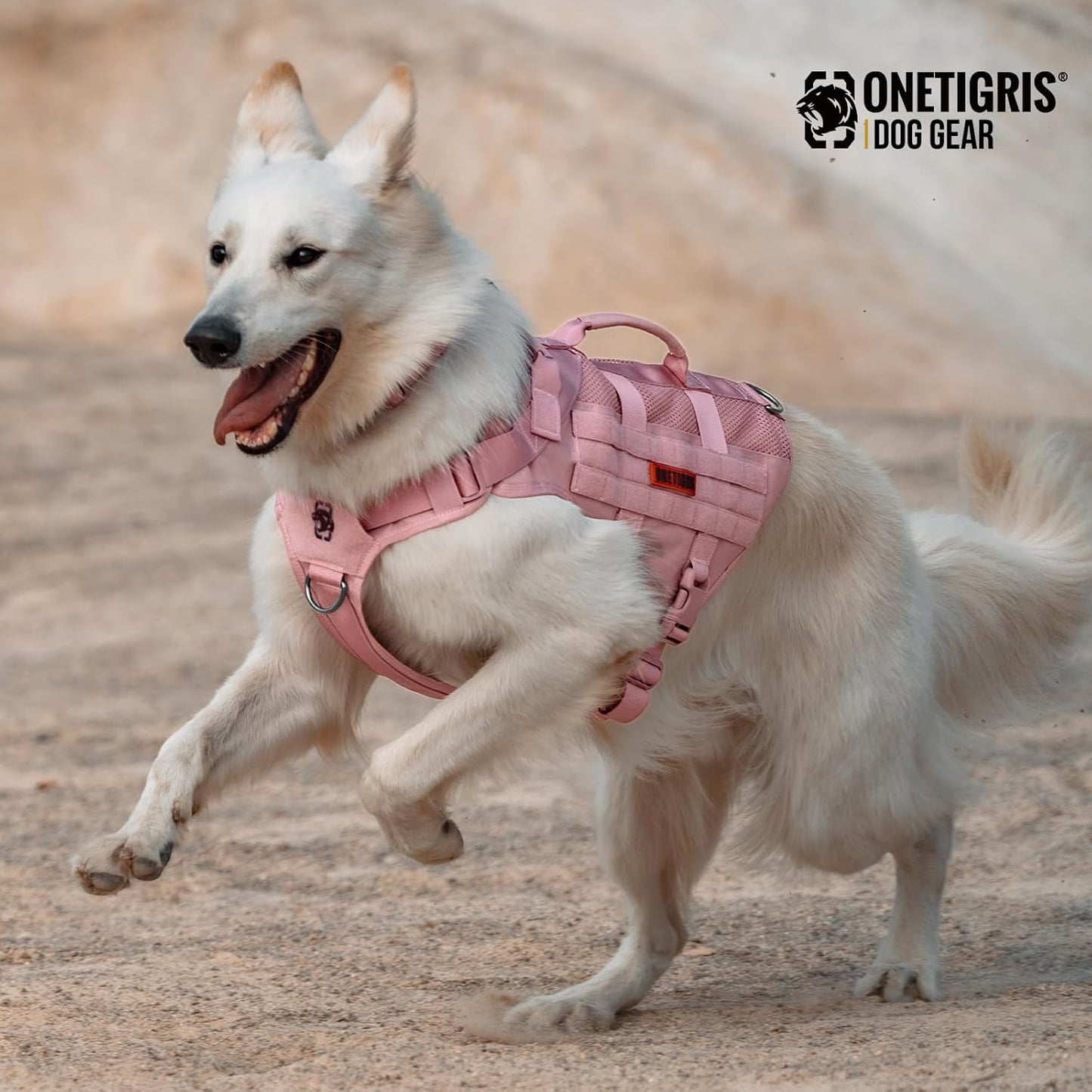 OneTigris Tactical Dog Harness for Small Dogs, No Pull Small Dog Vest Harness with Handles Breathable Military Dogs Molle Vests, Harness for Walking Hiking Training (Pink, XS)