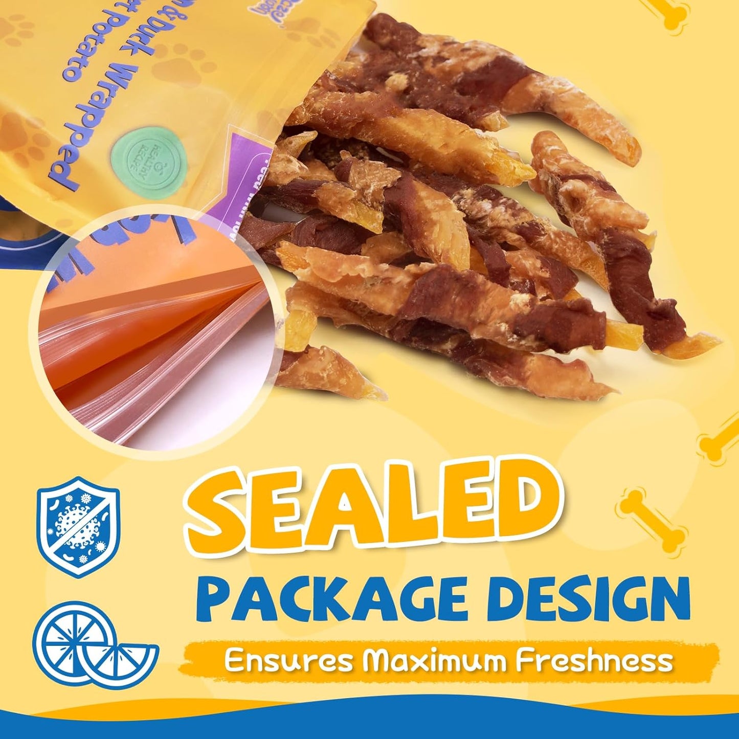 gazeupon Dog Treats，Chicken&Duck Wrapped Sweet Potato，Healthy Training Snacks for Dogs, Rawhide Free,14.1 oz