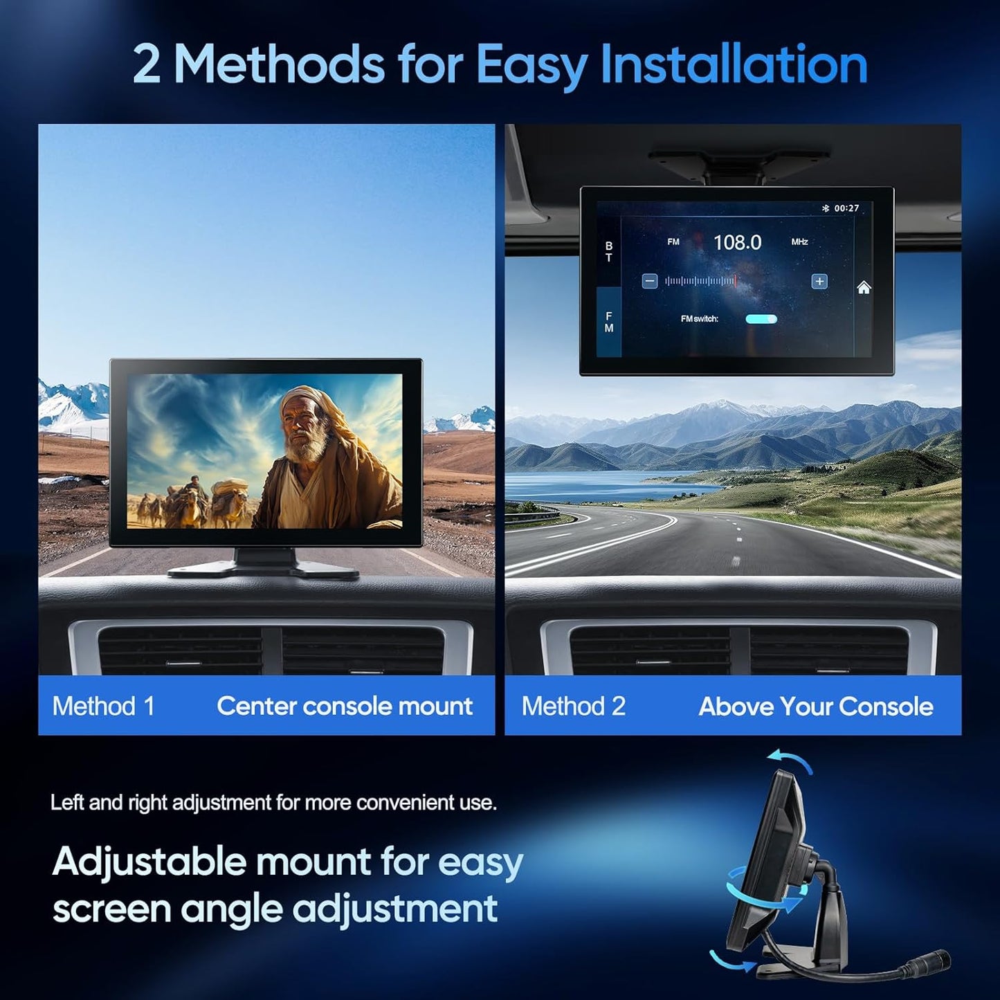 4-Channel 1080P Backup Camera for Truck/RV/Semi Trailer/Van/Cars 10.2inch Touch Monitor with DVR Recording/Playback/Bluetooth/FM Radio/Music/Video Player