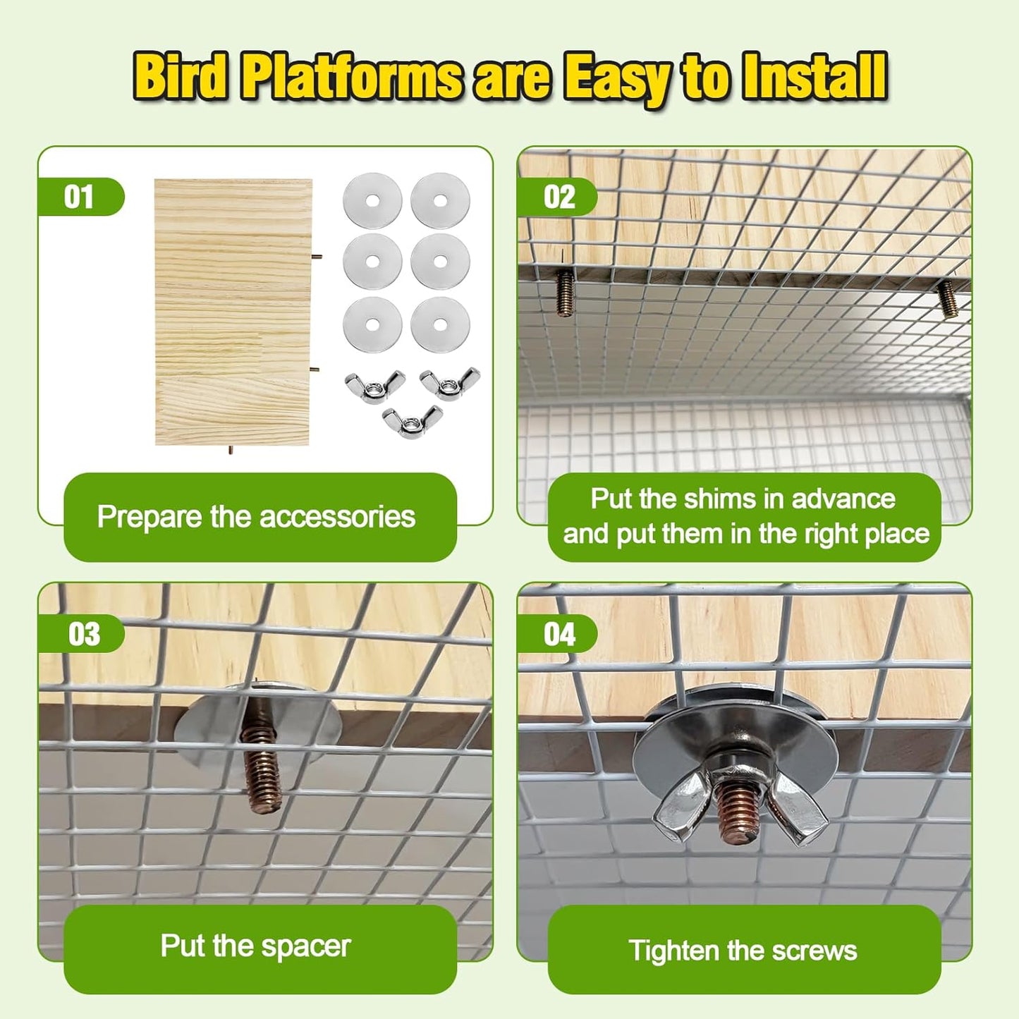 2PCS 13.8x7.9 inches Large Bird Perch Stand Wooden Parakeet Stand Platform Parrot Cage Accessories Rectangle Corner Stand Perch Shelf for Budgie Cockatiel Conure Macaw African Grey Chinchilla