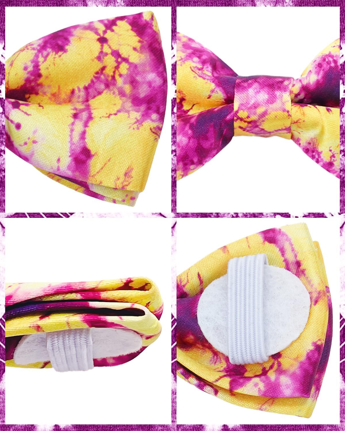 PET SHOW 10 Pack Tie Dye Big Dog Bow Ties for Large Medium Dogs Sliding Collar Attachments Floral Bowties Gradient Colors Bowknots Party Holiday Pet Grooming Accessories(Large)