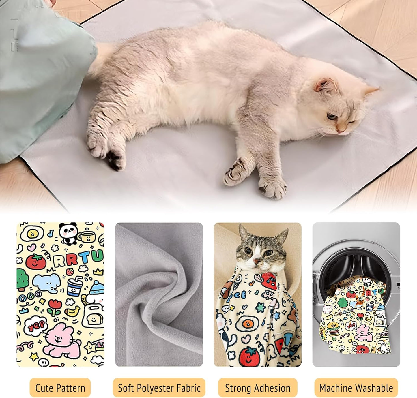 35.4" Cat Grooming Wrap,Self-Adherent Cat Wrap for Cutting Nails,Anti-Escape Cat Swaddle Wrap,Multifunctional Anti-Scratch Cat Restraint Wrap for Medicine,Nail Clipping,Ear Cleaning(Within 22lbs)