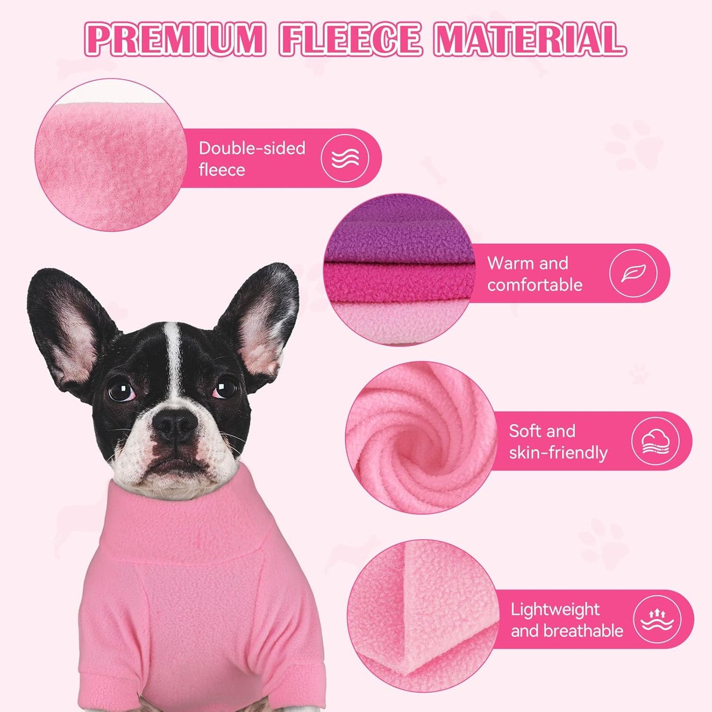 3 Pack Dog Sweaters for Medium Dogs, Fleece Dog Sweater Turtleneck Soft Warm Pet Sweatshirt Clothes Medium Sized Boy Girl Pet(Pink+Hotpink+Purple,M)