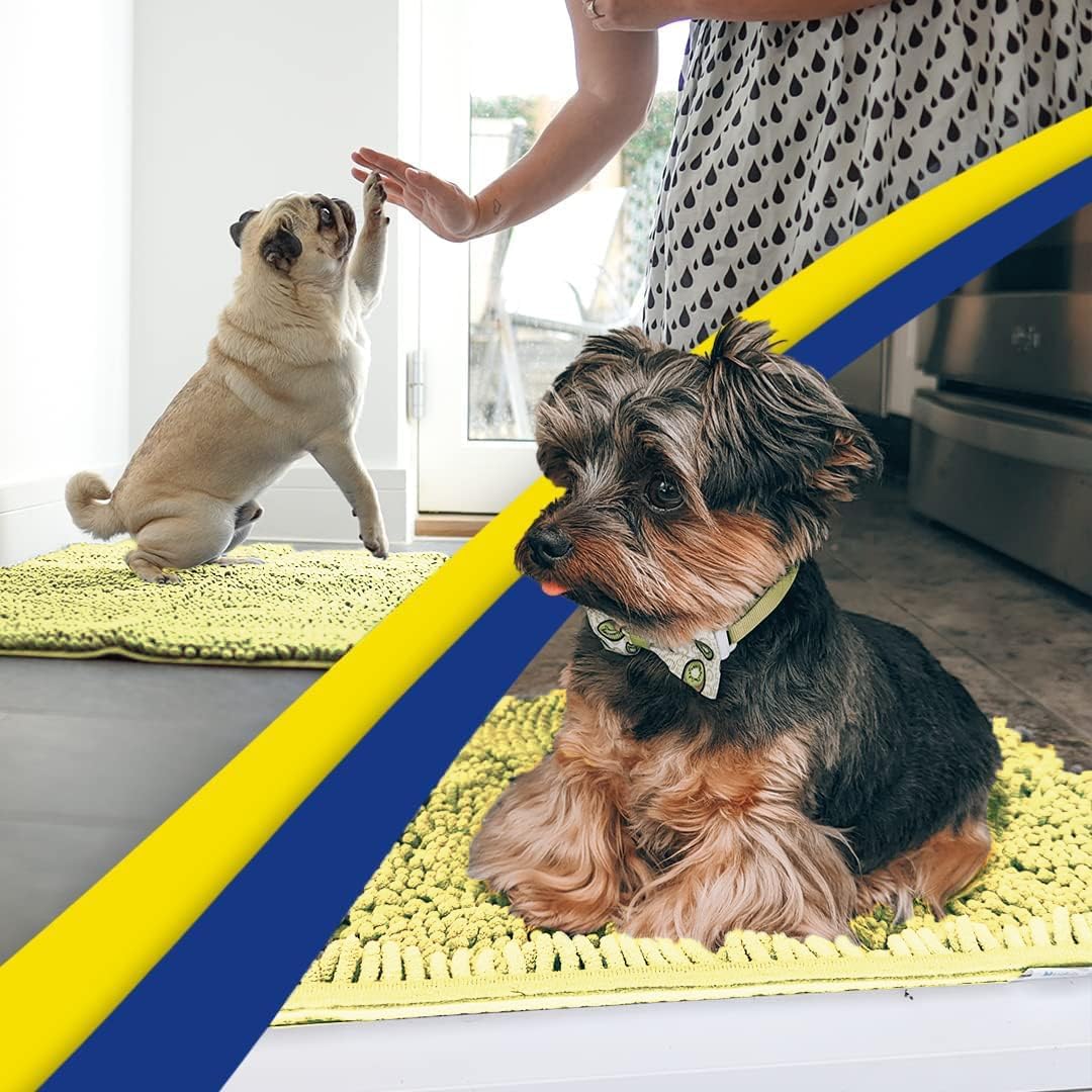 Muddy Mat® Original Dog Door Mat for Muddy Paws, Super Absorbent Microfiber, Non-Slip Washable Pet Rug, Quick Dry Chenille Entryway Carpet, Machine Washable Indoor Outdoor mat, Yellow 24"x60"