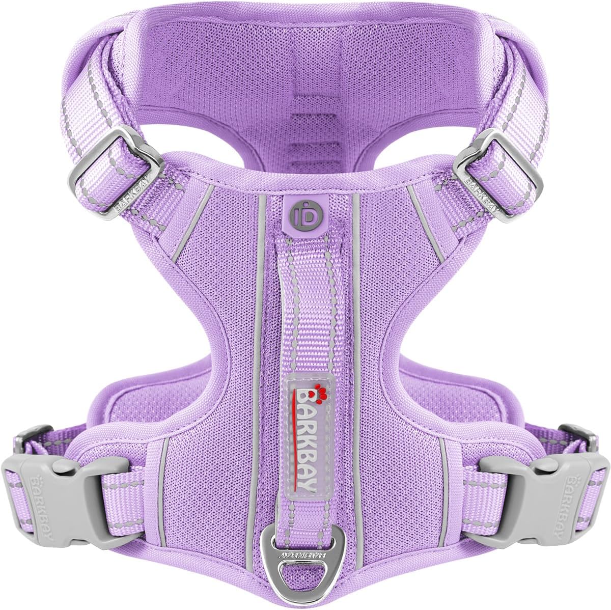 BARKBAY Dog Harness No Pull with ID Tag Pocket - Heavy Duty, Reflective, Easy Control for Large Dogs(Violet Purple,XL)