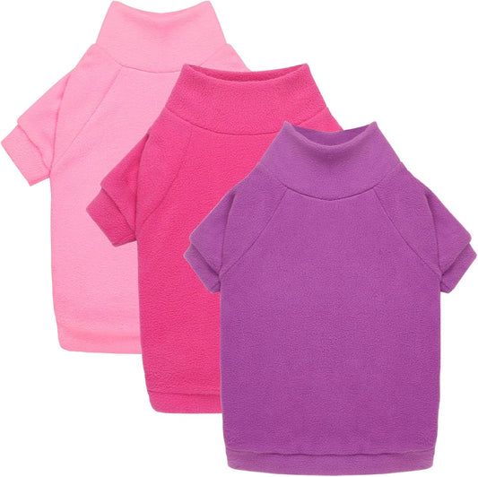 3 Pack Dog Sweaters for Large Dogs, Fleece Dog Sweater Large Pet Clothes Turtleneck Soft Warm Sweatshirt Boy Girl Pet(Pink+Hotpink+Purple,XL)
