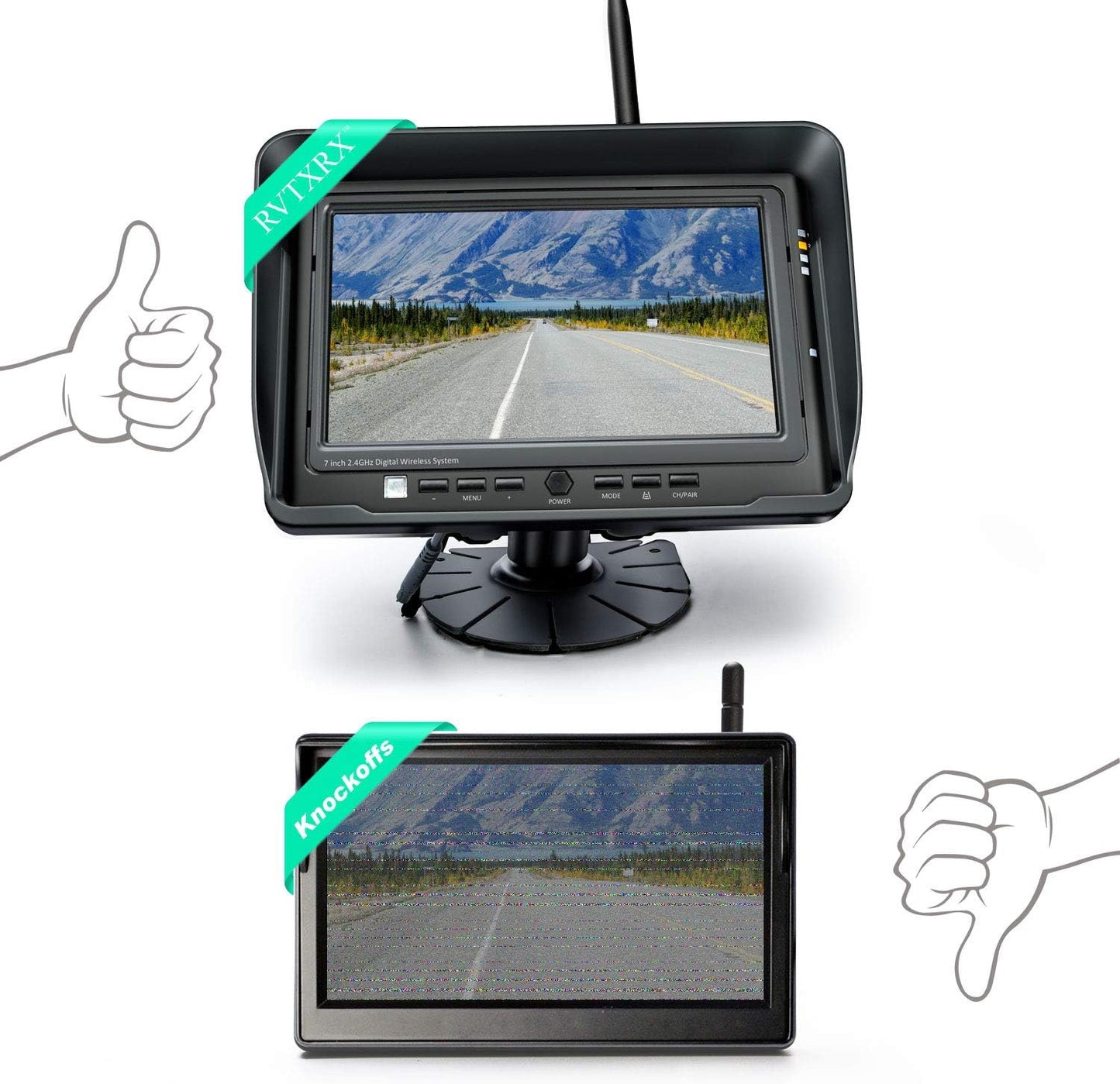 Digital Wireless Backup Camera System, No Interference, IP69k Waterproof Wireless Rear View Camera, 7’’ Display Wireless Reverse Monitor for RV/Truck/Trailer/Bus/Motorhome/5th Wheel/Pickup/Van