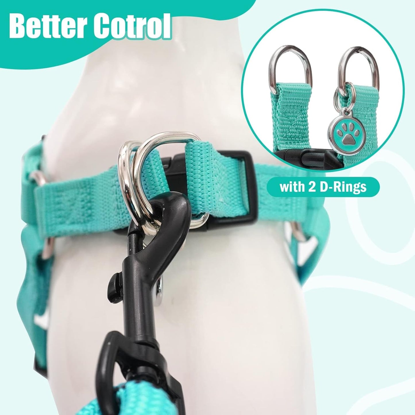 PUPTECK No Pull Dog Harness Soft Adjustable Basic Nylon Step in Puppy Vest Outdoor Walking with ID Tag