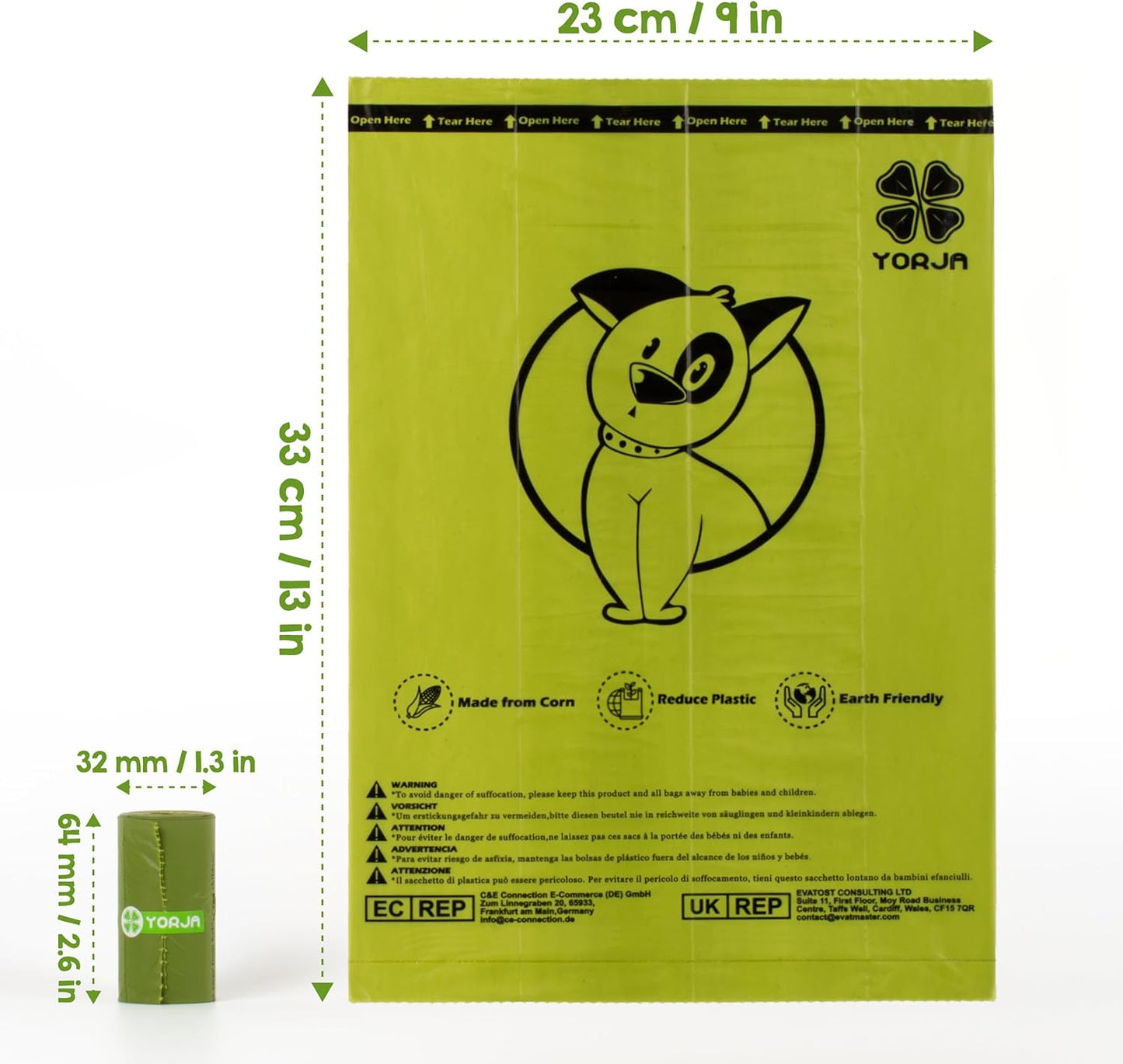 YORJA Dog Poop Bags Rolls, 720 Pet Waste Bags, 100% Leak Proof Extra Thick and Strong Corn Starch Blend