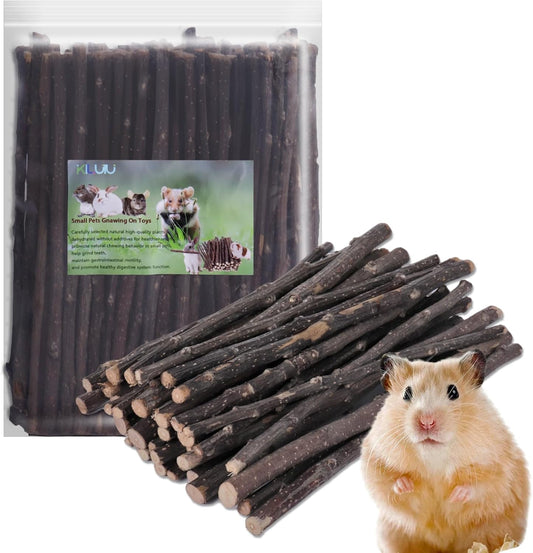 Natural Apple Wood Chew Sticks 300g (10.5oz) for Rabbits, Hamsters, Chinchillas, Guinea Pigs - Small Animal Dental Toys, Safe Untreated Teeth Grinding & Boredom Relief, Rodent Molar Health (120g)