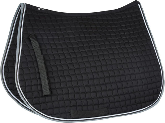 HORZE Adepto Padded All Purpose Quilted Equestrian Saddle Pad for Horses with Two-Tone Trim
