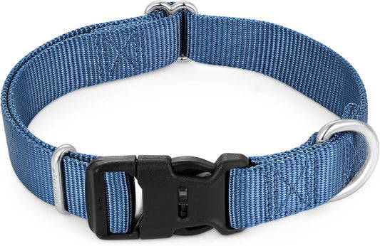 Mikivery Nylon Dog Collar with Quick Release Buckle Soft Adjustable Sturdy for Small Medium Large Dogs Haze Blue,M