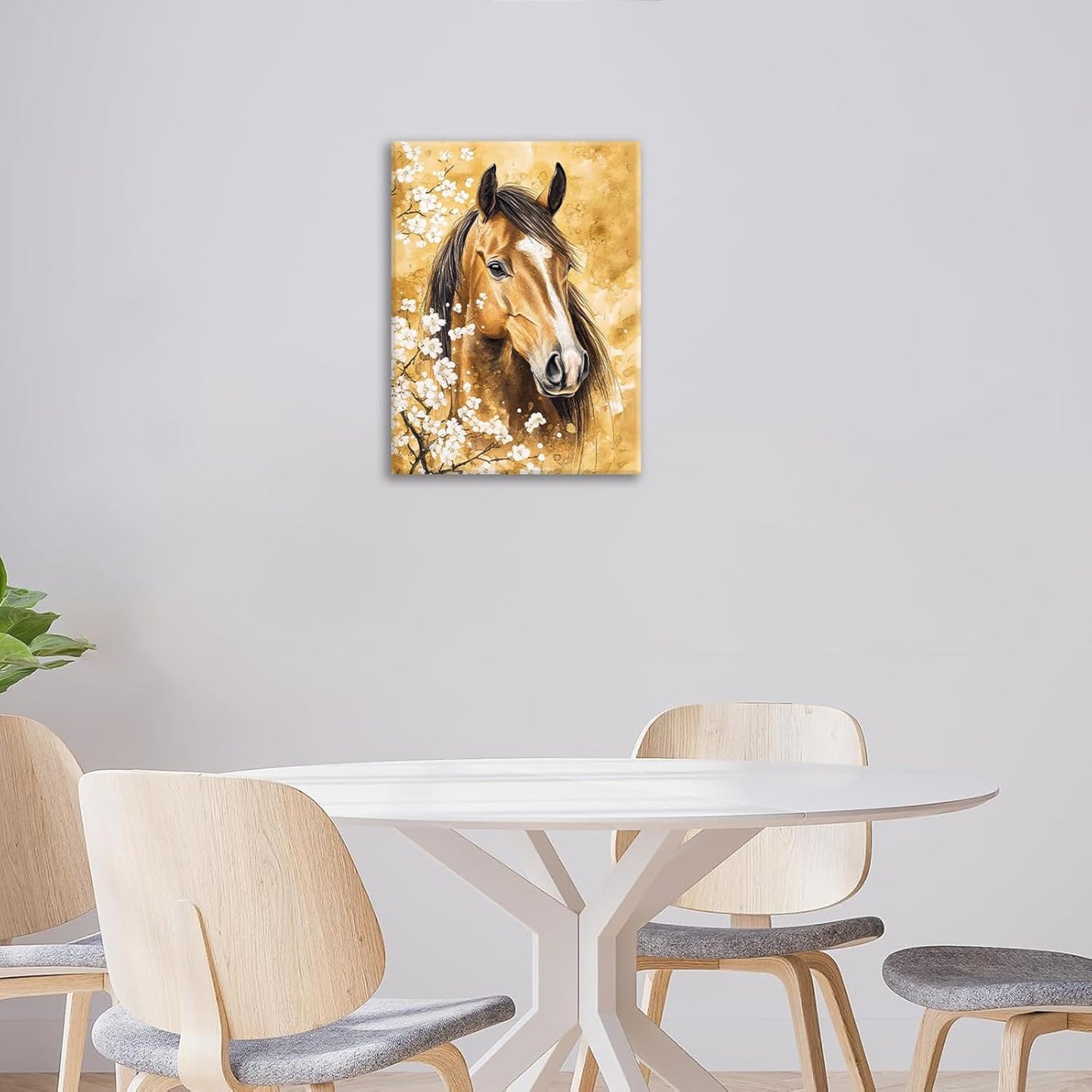 Horse Wall Art Canvas Rustic Horse Wall Decor Prints Framed Painting Farmhouse Flower Pictures Gifts Artwork for Bathroom Living Dining 16"x20"